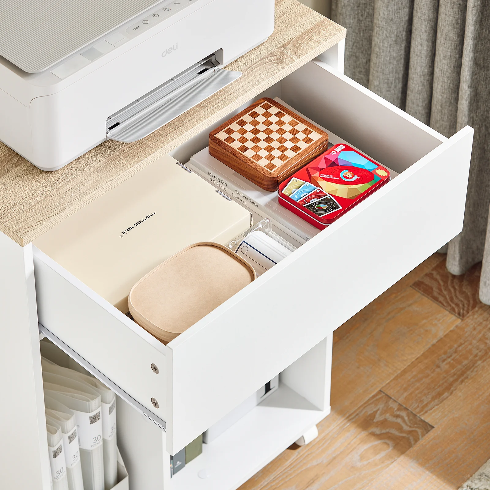 SoBuy ASK10-WN Soporte para Impresora con Ruedas 63x42x88 cm Blanco - Image 6