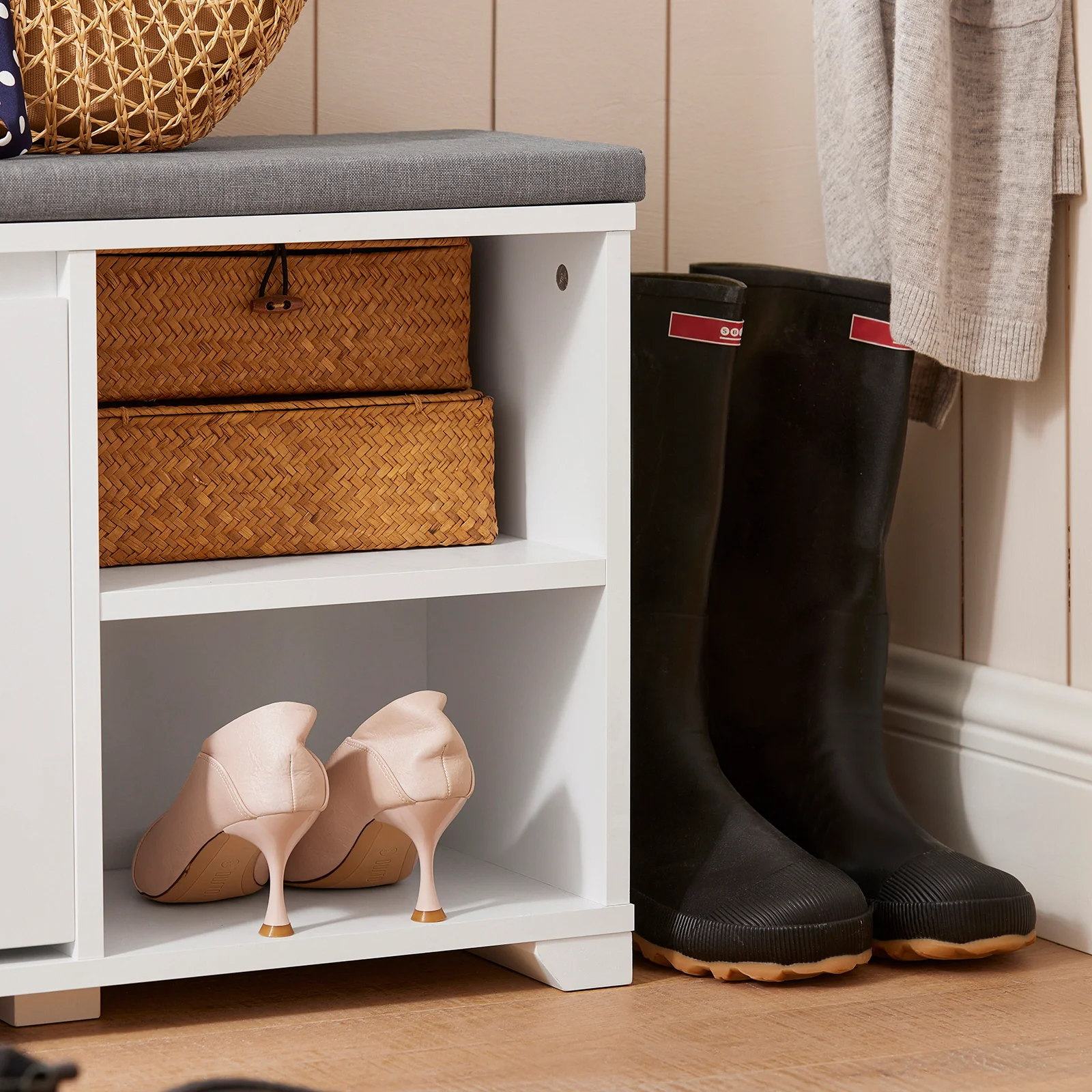 SoBuy FSR119-W Banco Zapatero con 1 Solapa y 2 estantes L90 cm - Image 6