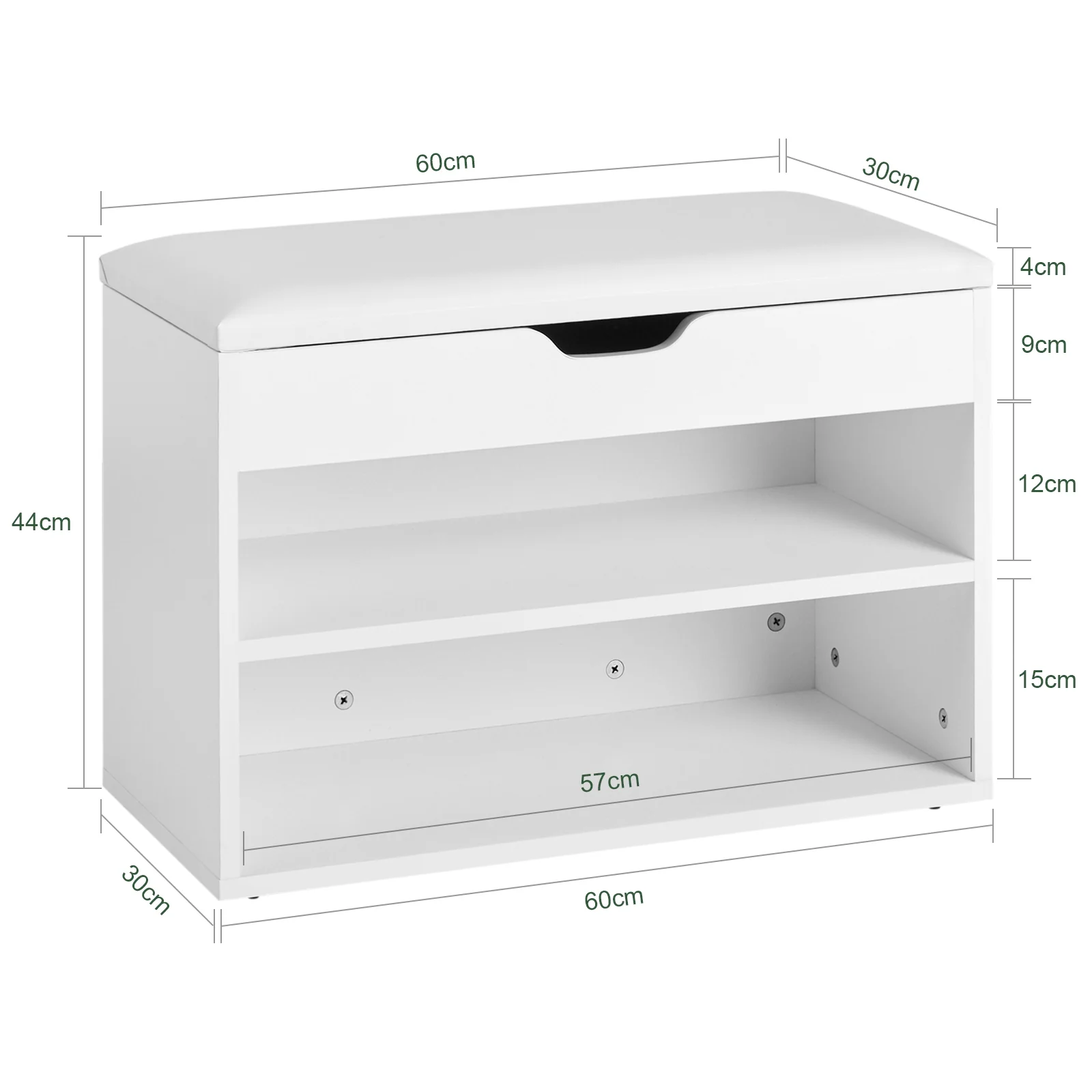 SoBuy FSR25-W+FRG178-W Set de 1 Banco Zapatero y 1 Perchero Blanco - Image 7