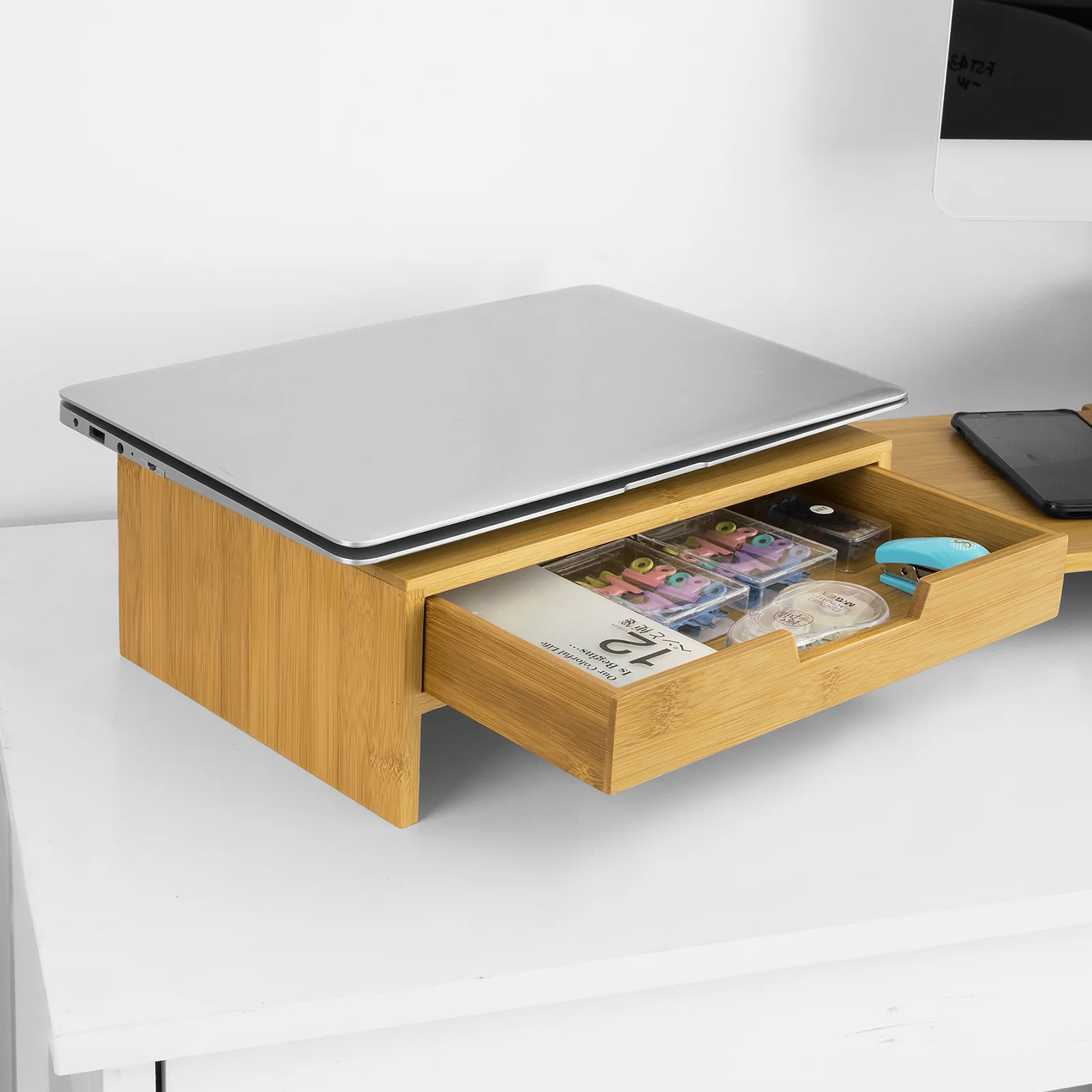 SoBuy BBF04-N Soporte del Monitor Giratorio con 2 cajónes Madera - Image 5