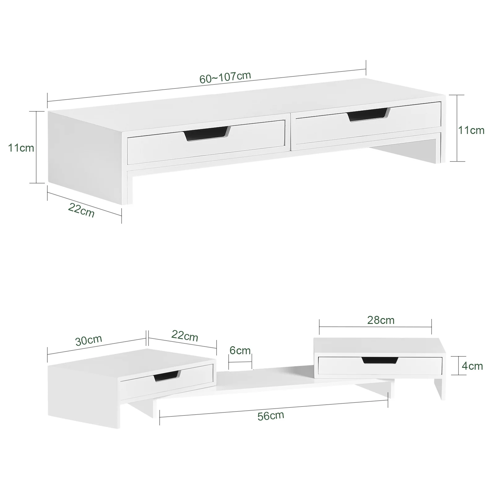 SoBuy BBF04-W Soporte del Monitor Giratorio con 2 cajones Blanco - Image 3