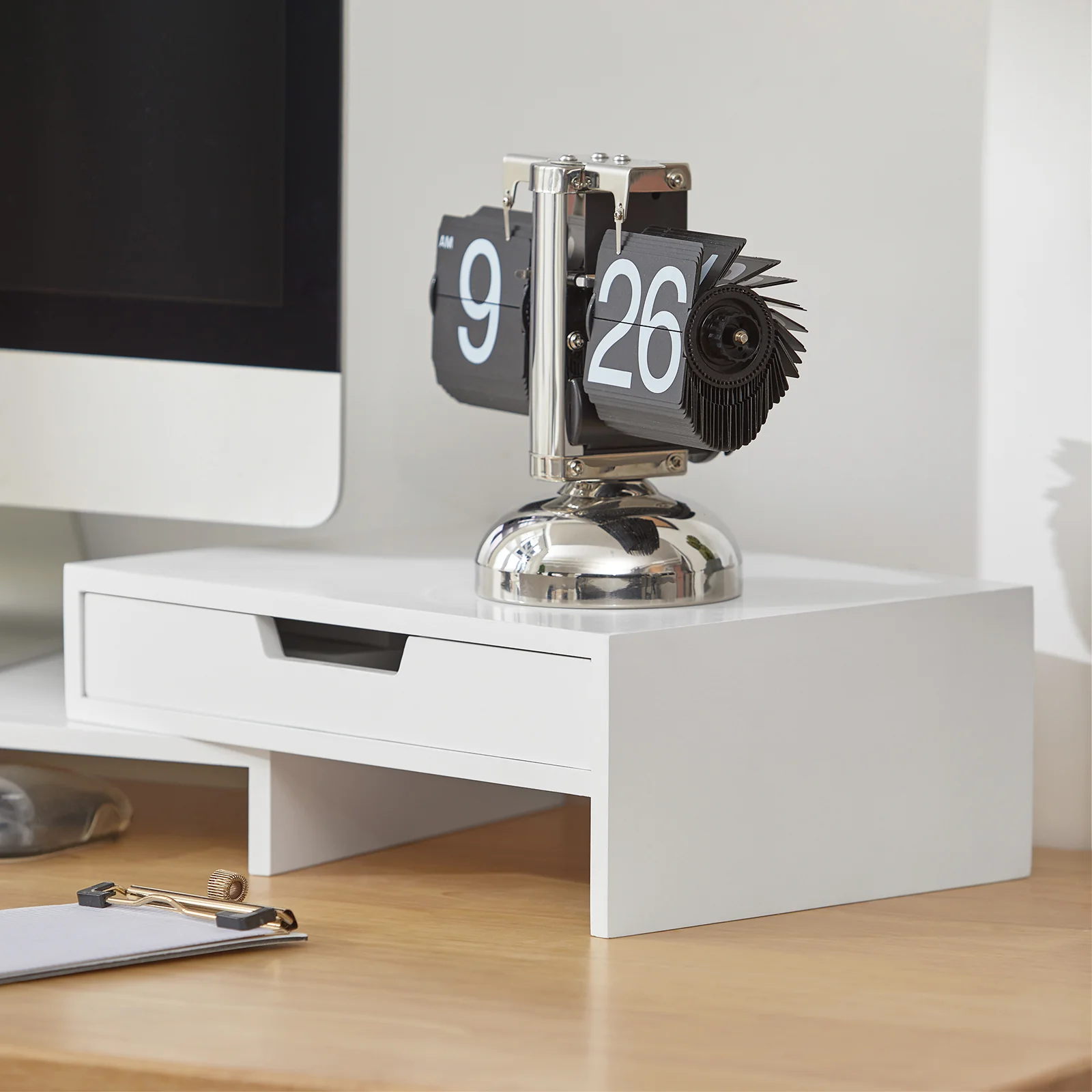 SoBuy BBF04-W Soporte del Monitor Giratorio con 2 cajones Blanco - Image 6