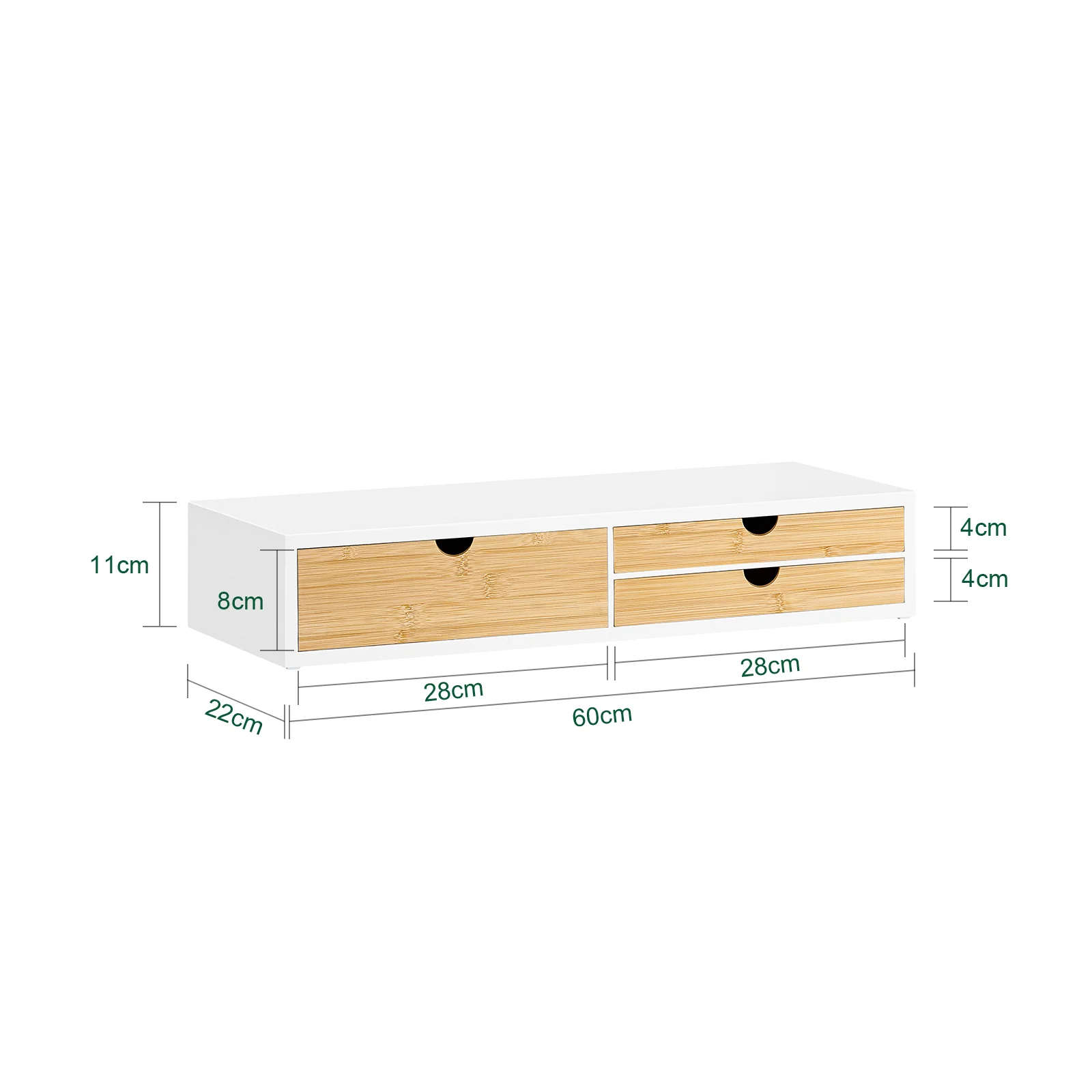 SoBuy BBF11-WN Soporte para monitor con 3 cajones Blanco y Natural - Image 3