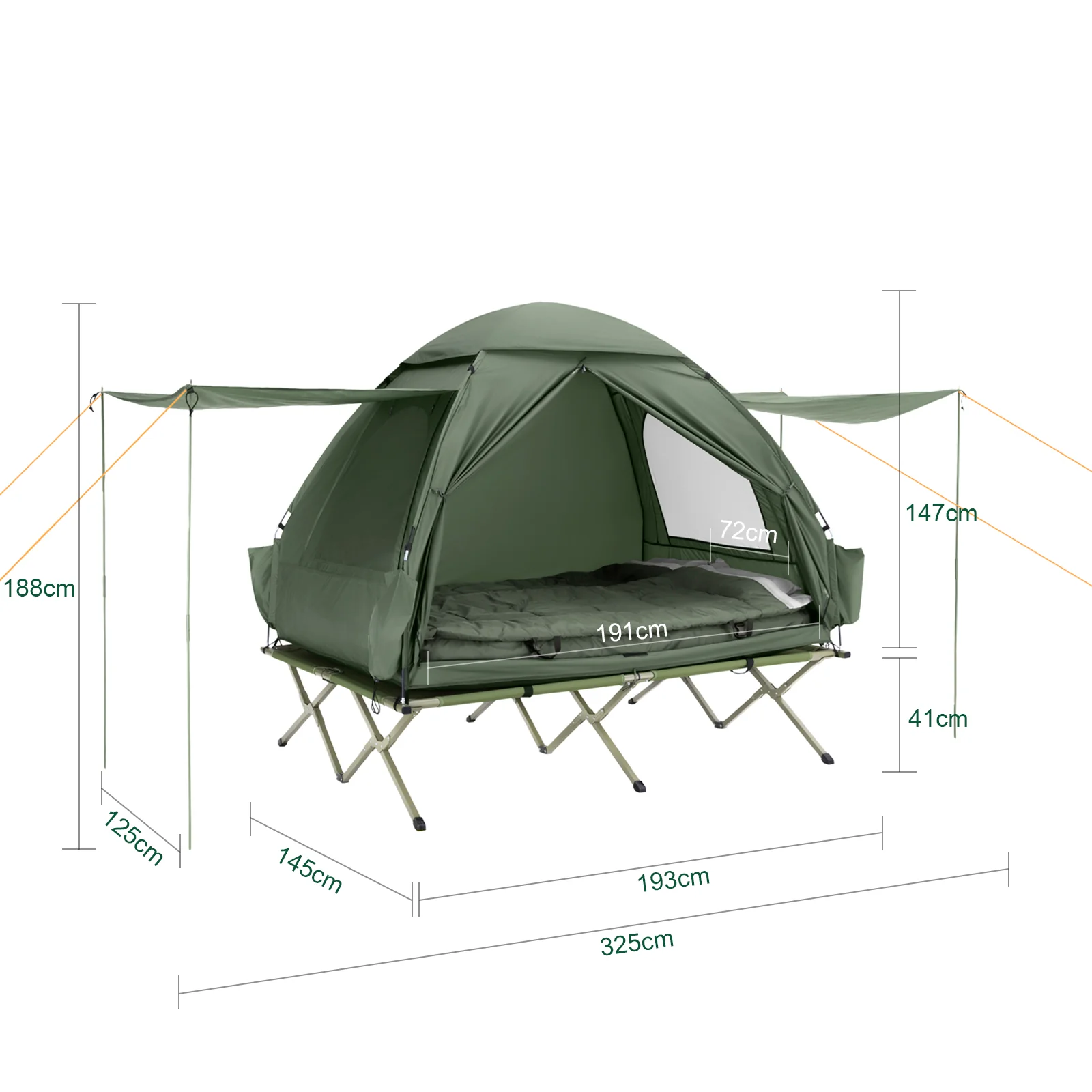 SoBuy OGS32-L-GR Tienda de campaña para 2 personas 193 x 188 x 145cm - Image 3