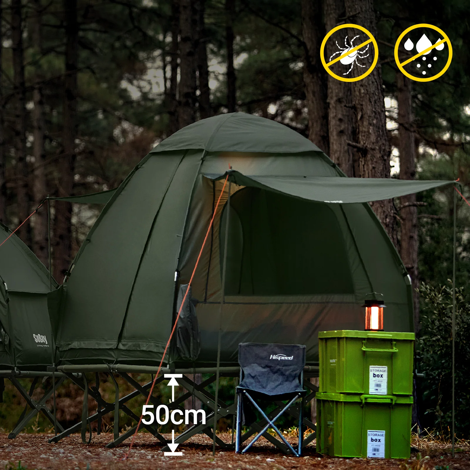 SoBuy OGS32-L-GR Tienda de campaña para 2 personas 193 x 188 x 145cm - Image 6