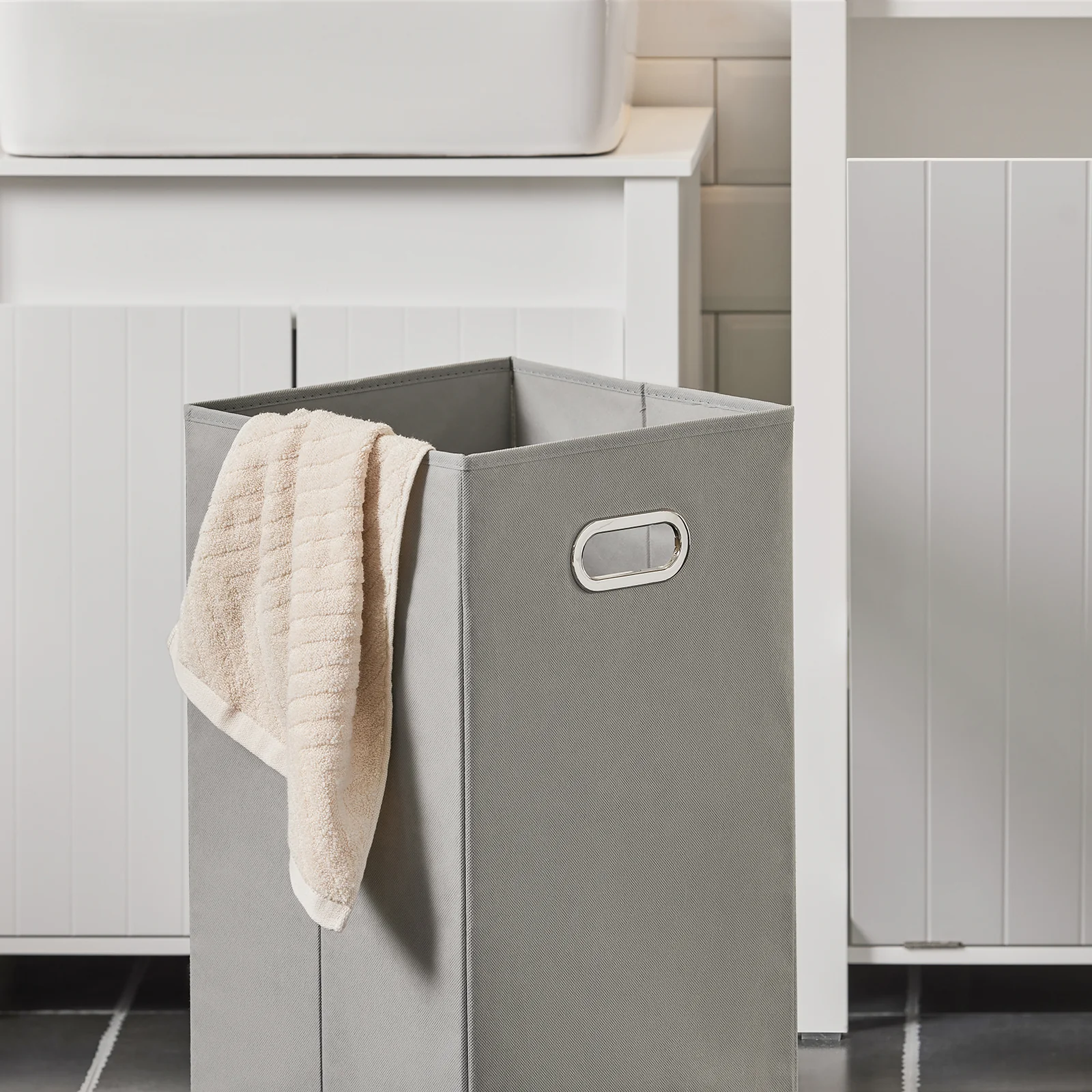 SoBuy BZR100-W Cesto para Ropa Sucia con 1 Cesto Blanco - Image 9