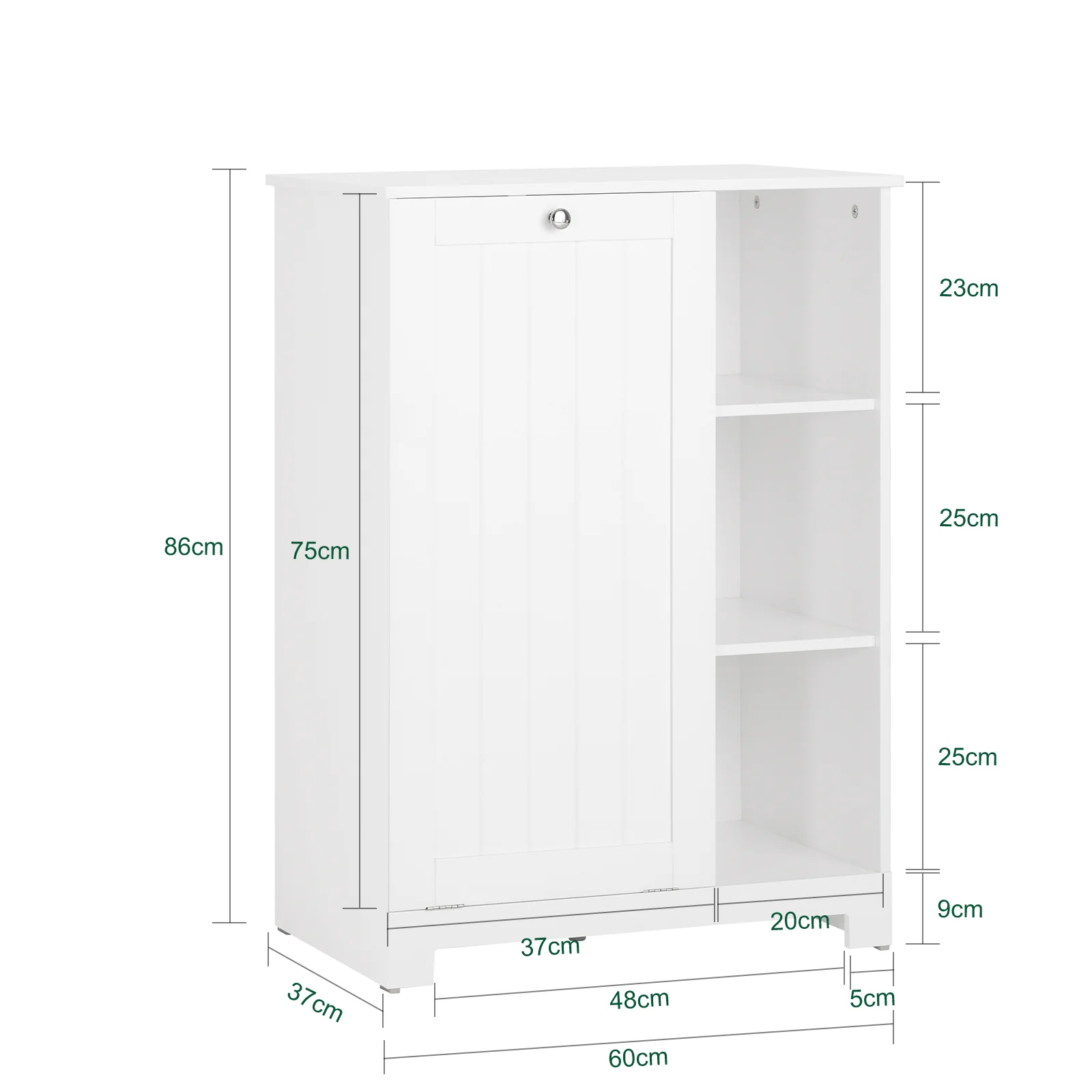 SoBuy BZR105-W Armario de Baño con 1 Cesto para Colada y 3 estantes - Image 3