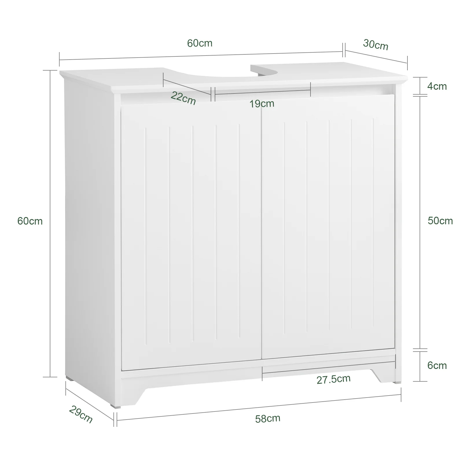 SoBuy BZR108-II-W Mueble para Debajo del Lavabo con 2 Puertas - Image 3