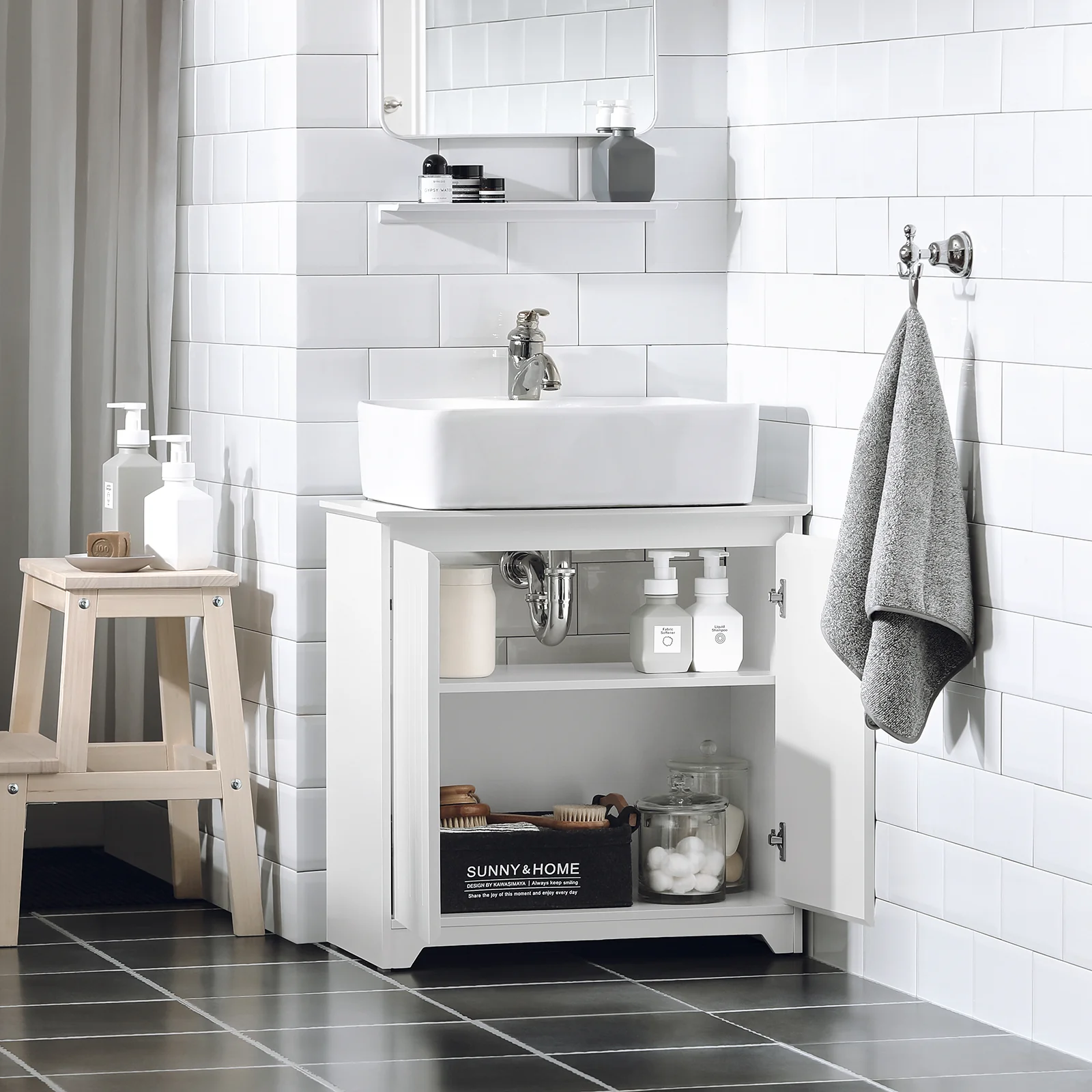 SoBuy BZR108-W Mueble para Debajo del Lavabo - Image 2