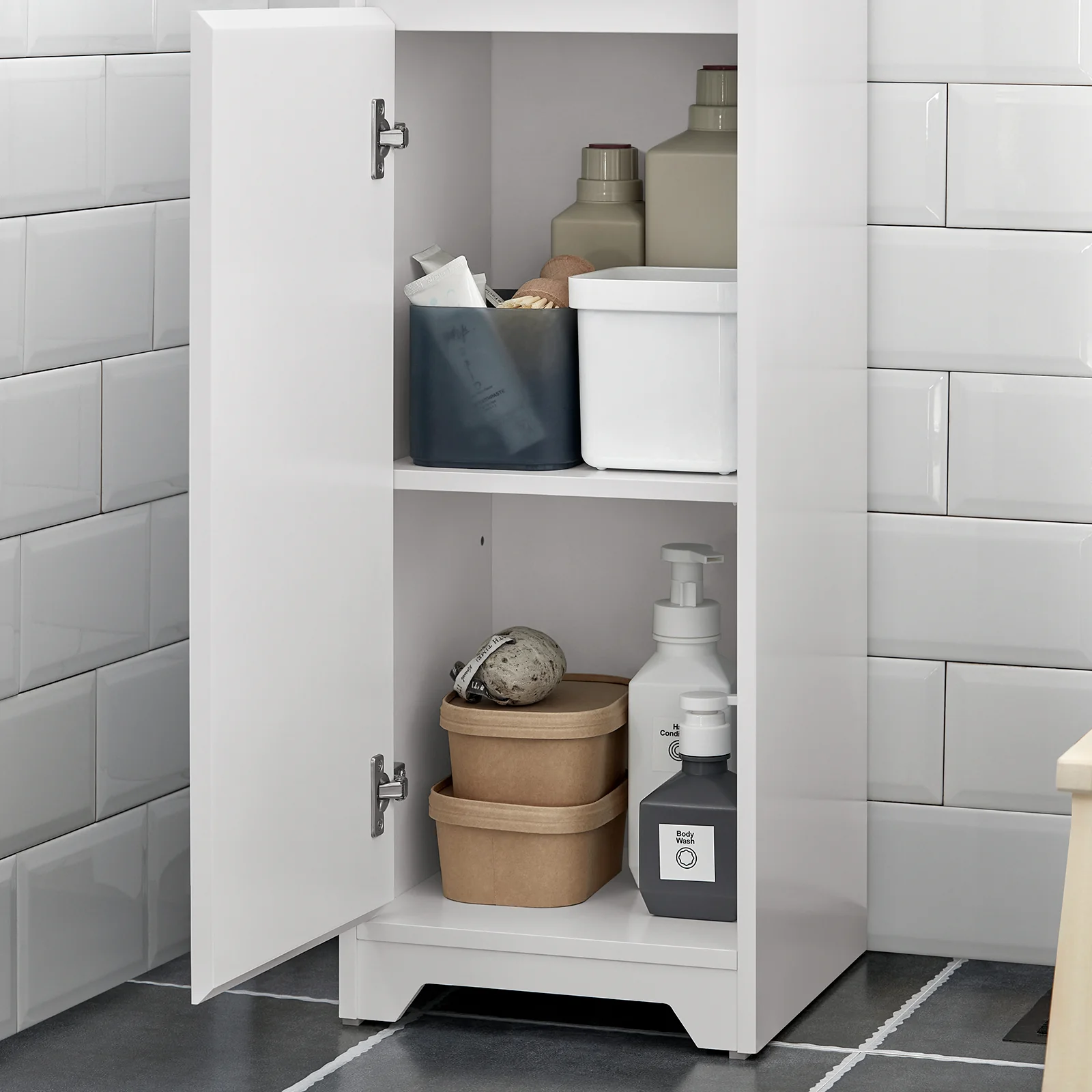 SoBuy BZR109-W Armario Alto de Baño con 1 Cesto y 1 Cajón - Image 9
