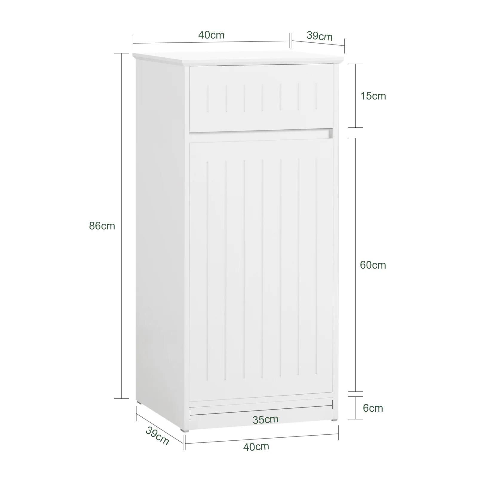 SoBuy BZR110-W Cesto para Ropa Sucia con 1 Cesto y 1 Cajón Blanco - Image 3