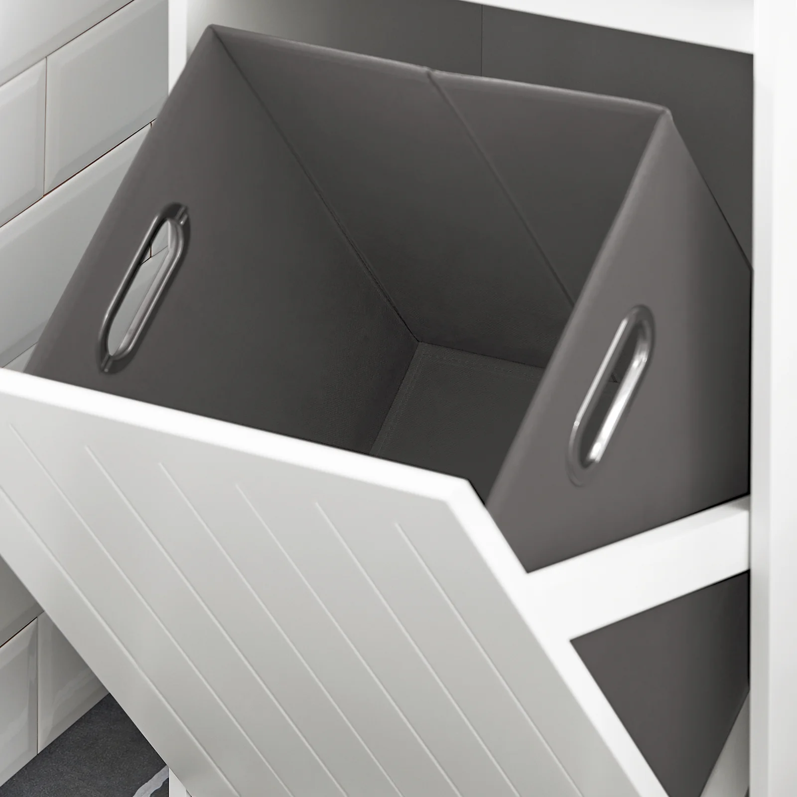SoBuy BZR110-W Cesto para Ropa Sucia con 1 Cesto y 1 Cajón Blanco - Image 8