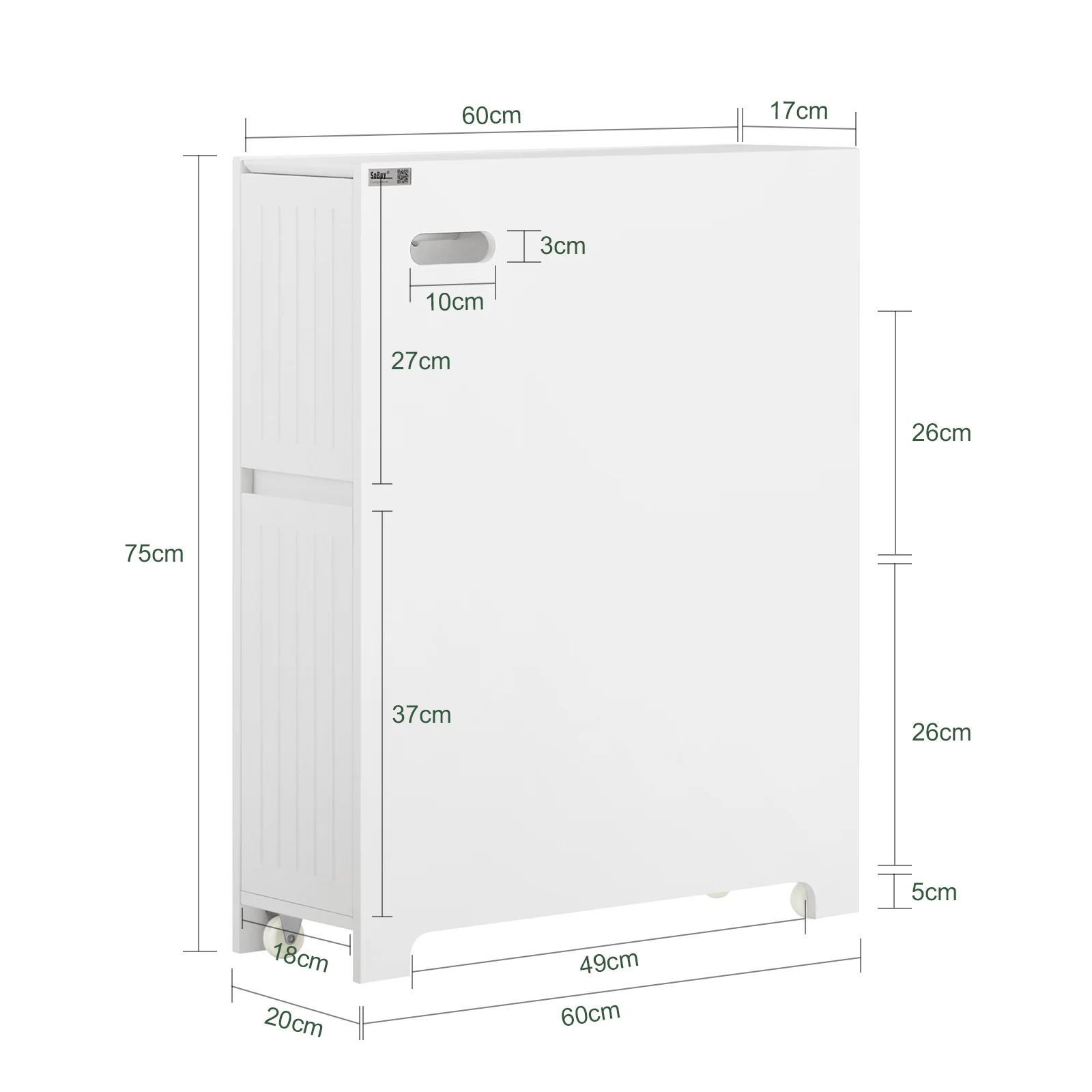SoBuy BZR111-W Estantería Estrecha para Nichos para Baño Blanco - Image 3