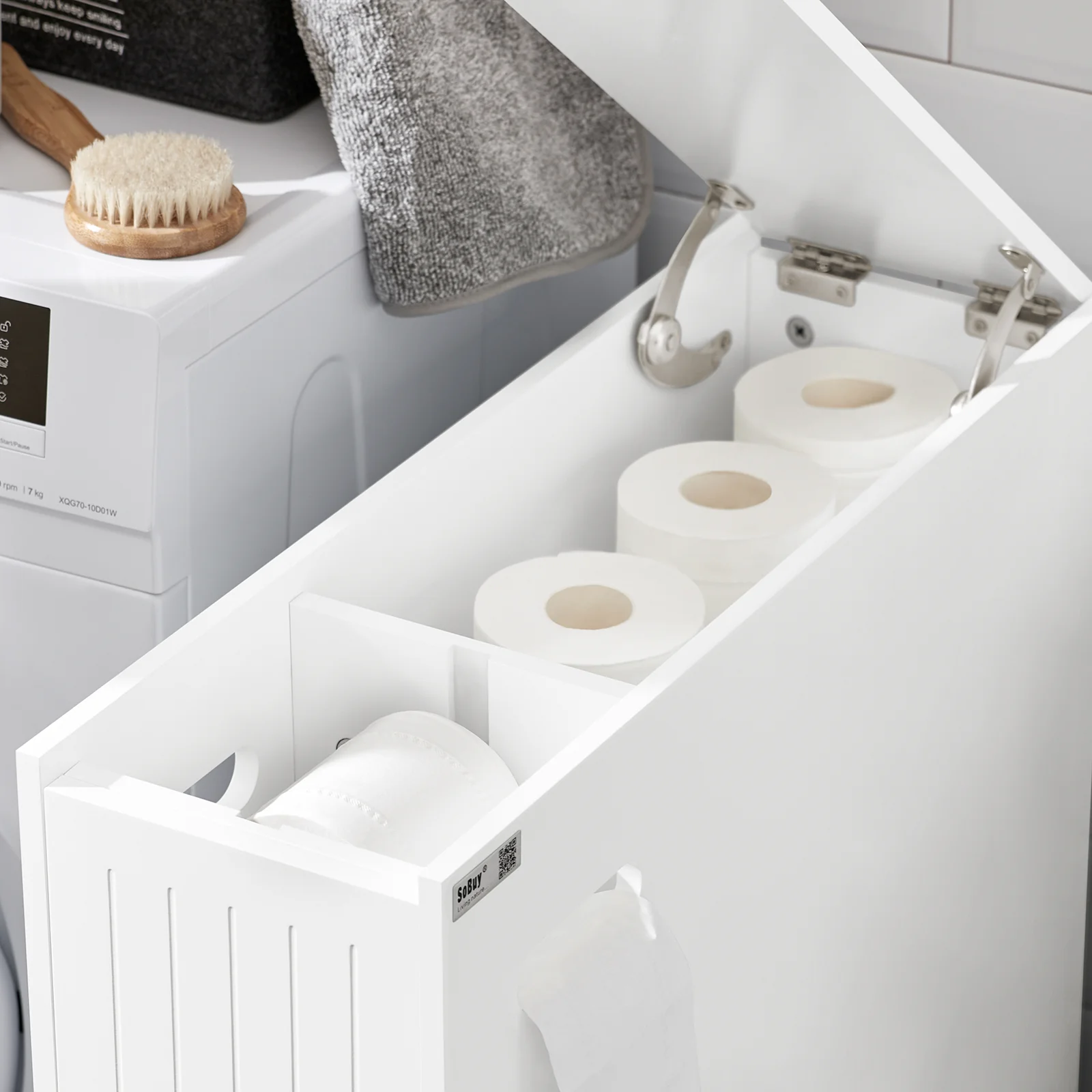 SoBuy BZR111-W Estantería Estrecha para Nichos para Baño Blanco - Image 6