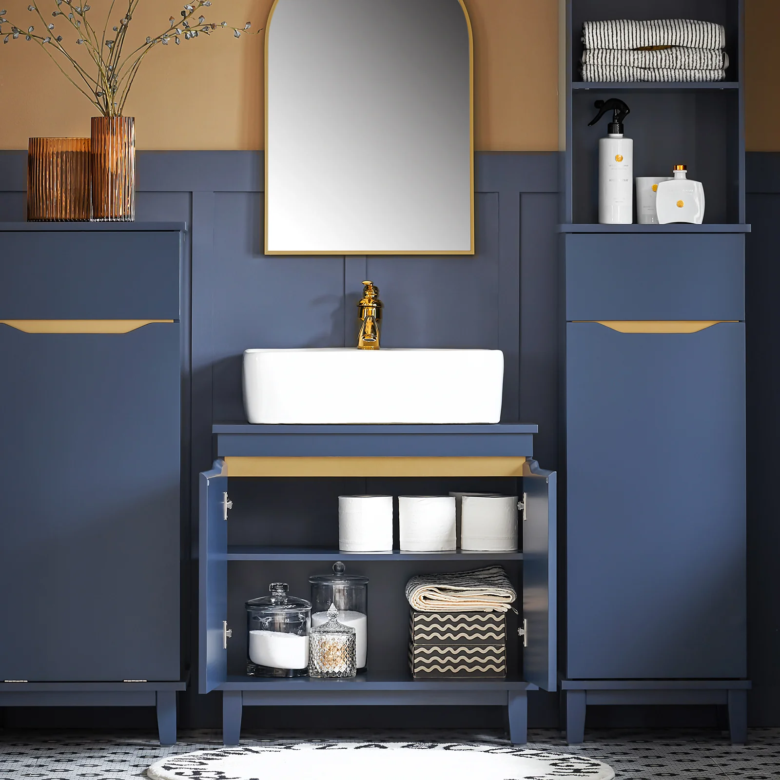 SoBuy BZR113-B Armario para Debajo del Lavabo 2 Puertas Azul - Image 2