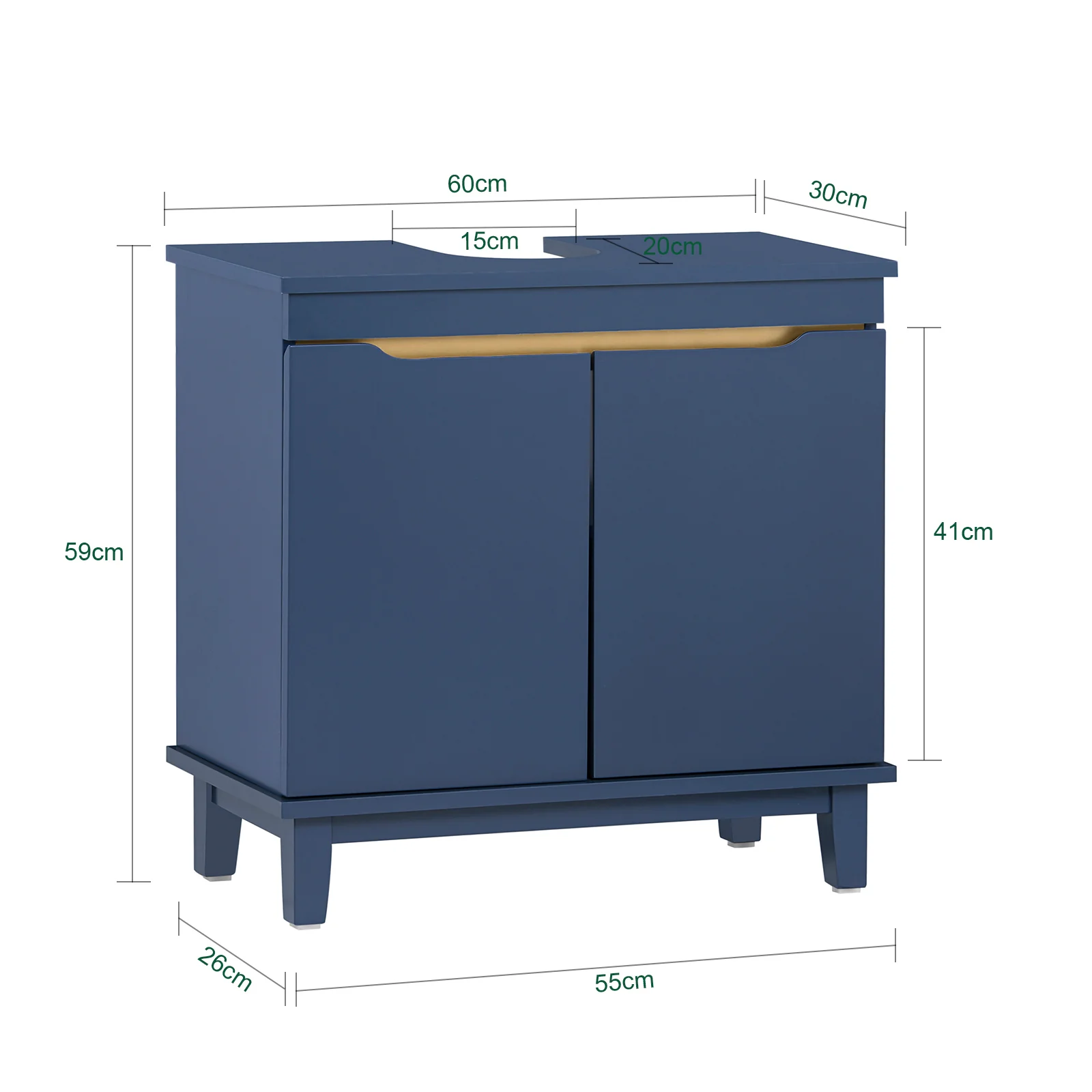 SoBuy BZR113-B Armario para Debajo del Lavabo 2 Puertas Azul - Image 3
