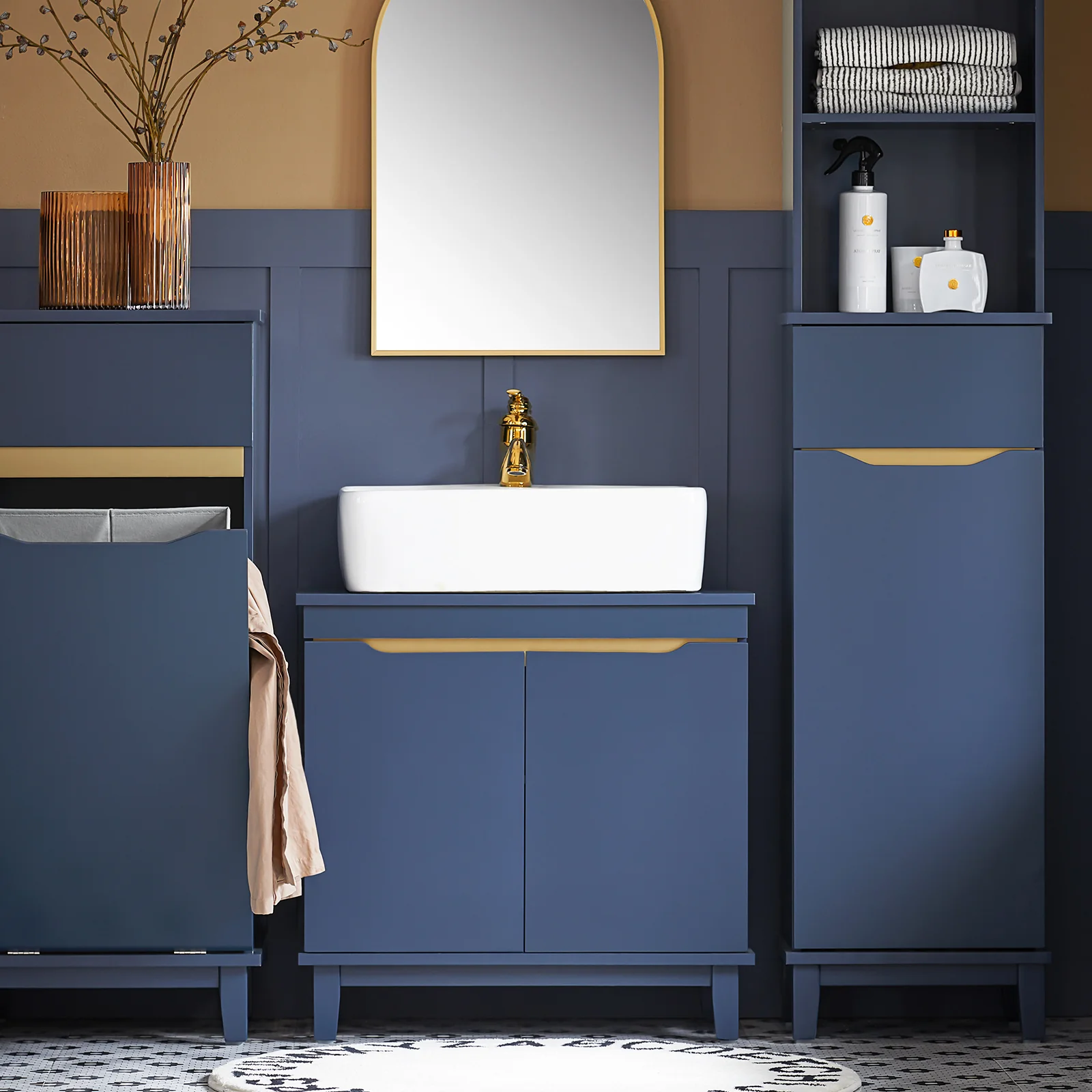 SoBuy BZR113-B Armario para Debajo del Lavabo 2 Puertas Azul - Image 4