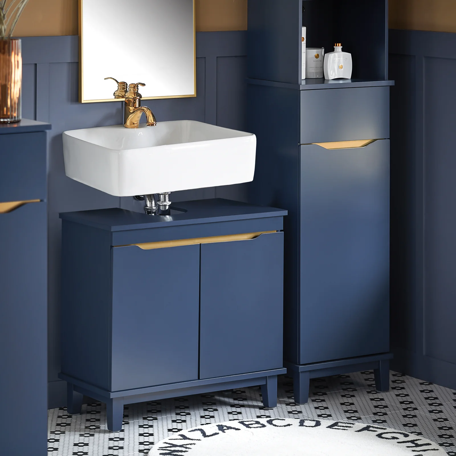 SoBuy BZR113-B Armario para Debajo del Lavabo 2 Puertas Azul - Image 5