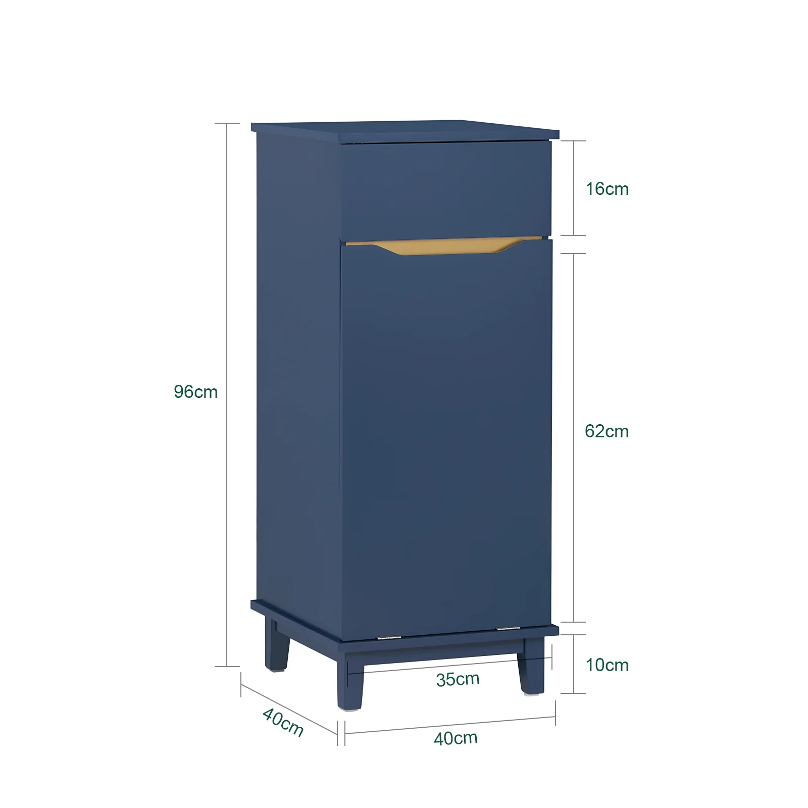 SoBuy BZR114-B Cesto para Ropa Sucia con 1 Cesto y 1 Cajón Azul - Image 3