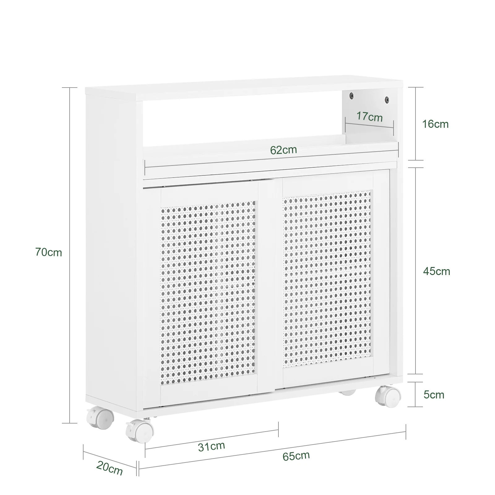SoBuy BZR119-W Estantería Estrecha para Baño con 2 Puertas 1 Estante y 4 Ruedas - Image 3