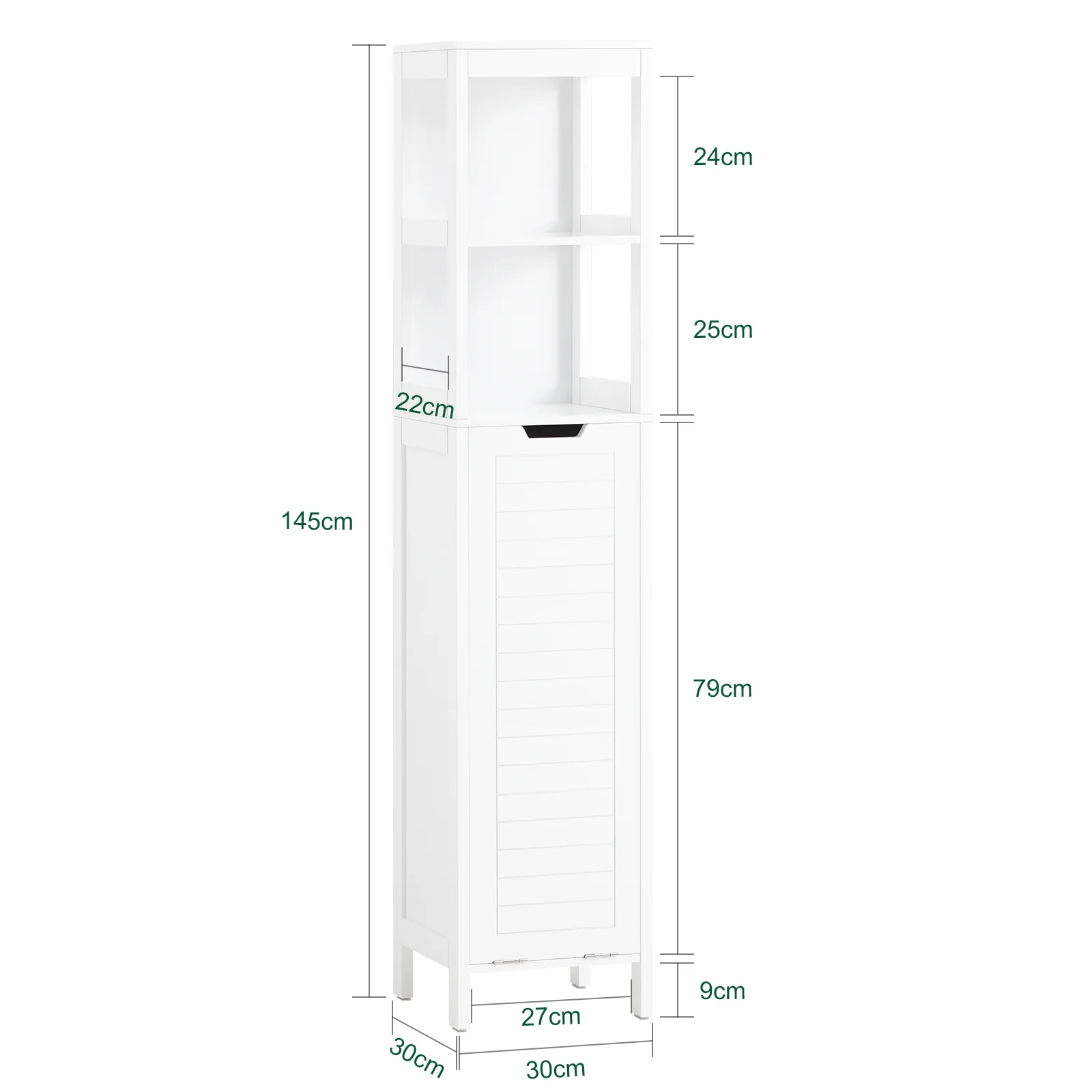 SoBuy BZR123-W Mueble Columna de Baño con 1 Cesto para Ropa Sucia y 2 Estantes - Image 3