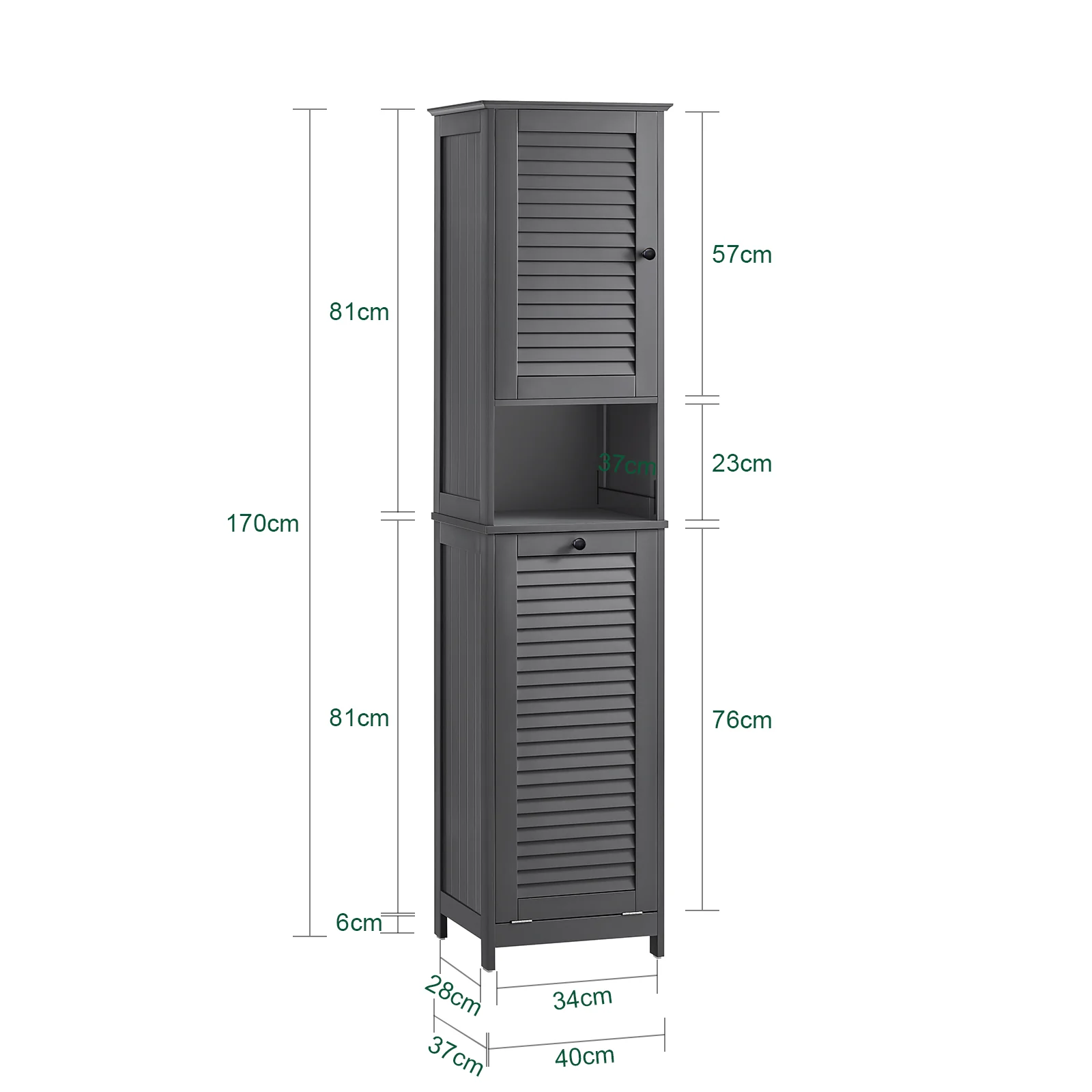 SoBuy BZR124-DG Mueble Columna de Baño con 1 Cesto para Ropa Sucia Gris Oscuro - Image 3