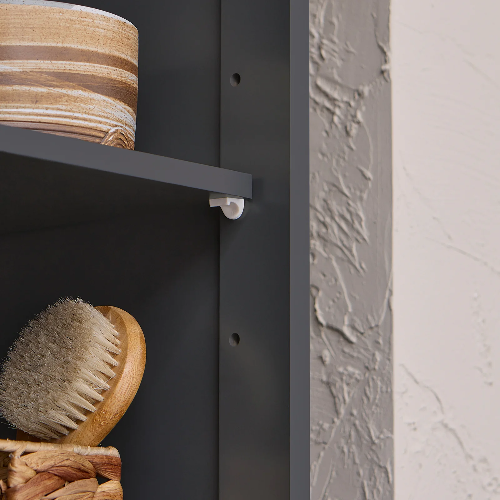 SoBuy BZR124-DG Mueble Columna de Baño con 1 Cesto para Ropa Sucia Gris Oscuro - Image 7
