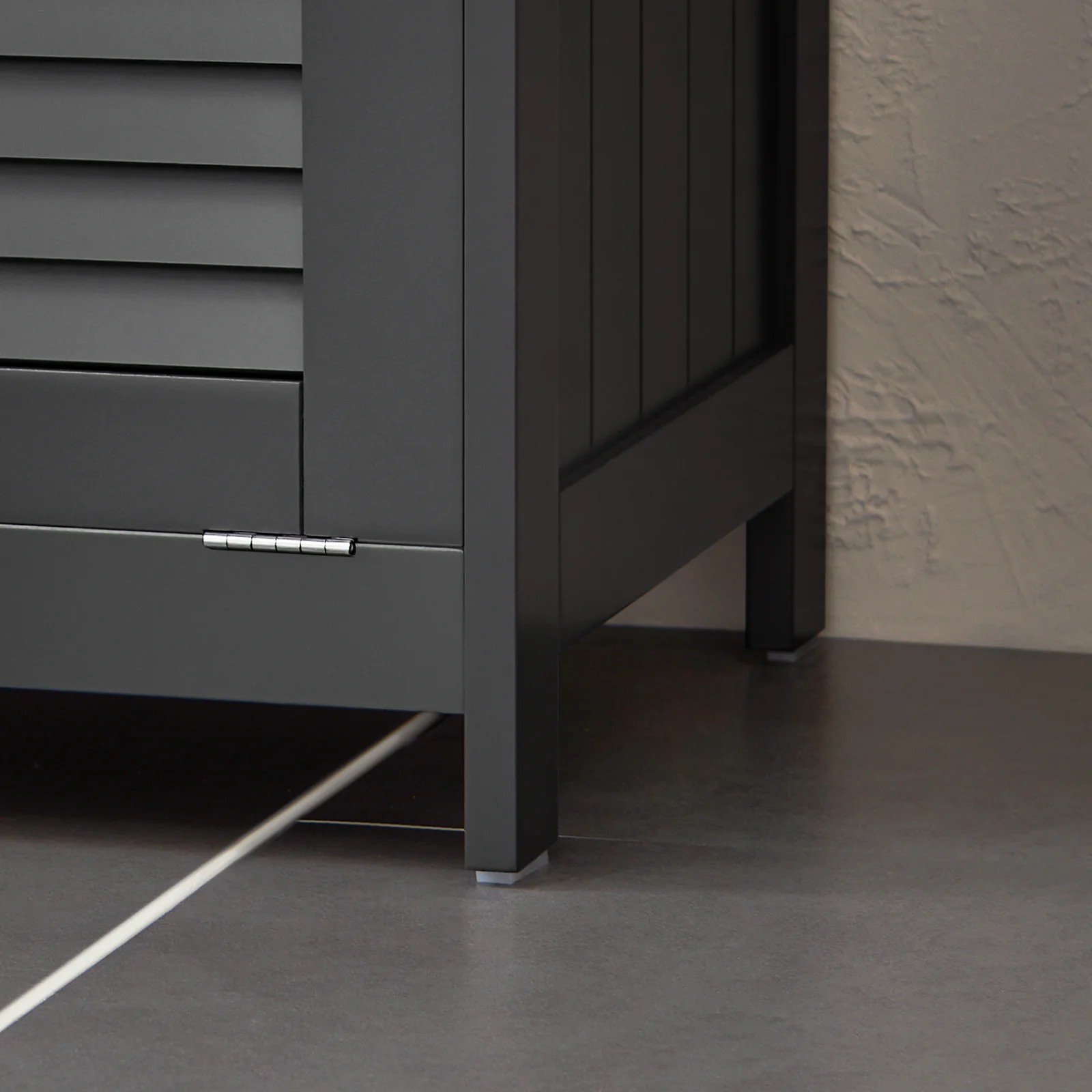 SoBuy BZR124-DG Mueble Columna de Baño con 1 Cesto para Ropa Sucia Gris Oscuro - Image 9