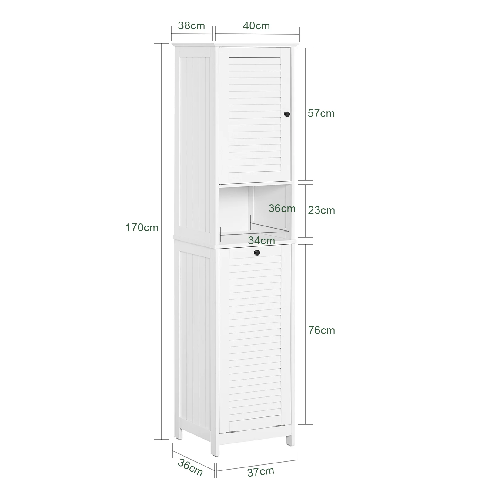 SoBuy BZR124-W Mueble Columna de Baño con 1 Cesto para Ropa Sucia Blanco - Image 3