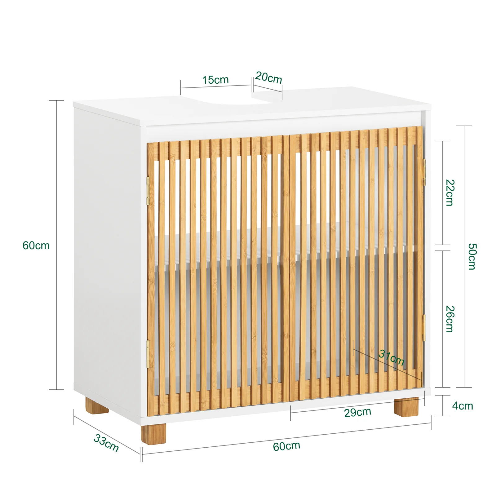 SoBuy BZR125-W Armario para debajo del lavabo 60 x 60 x 33 cm - Image 3