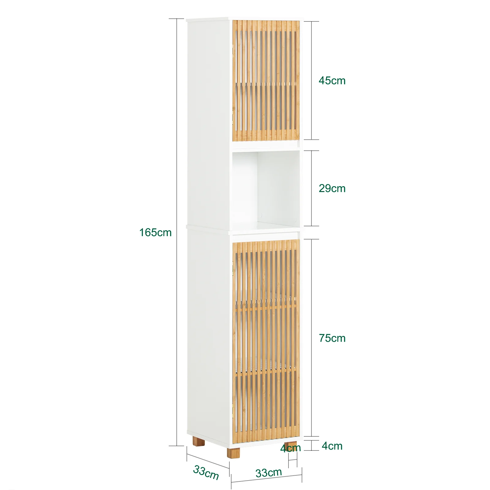 SoBuy BZR127-W Mueble Columna de Baño con 1 Compartimiento 2 Puertas - Image 3