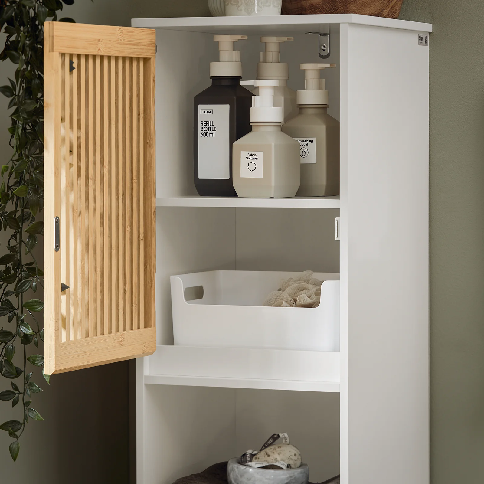 SoBuy BZR127-W Mueble Columna de Baño con 1 Compartimiento 2 Puertas - Image 7