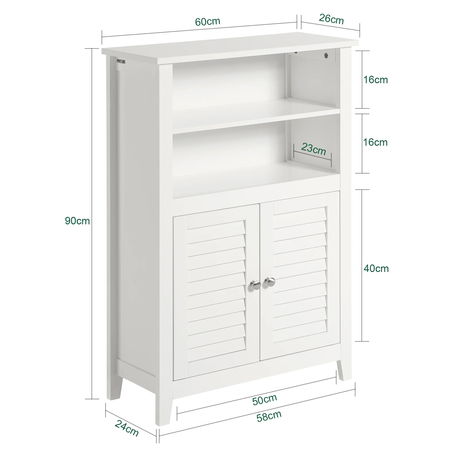 SoBuy BZR13-W Mueble Auxiliar para Baño con 2 estantes y 2 Puertas Blanco - Image 3