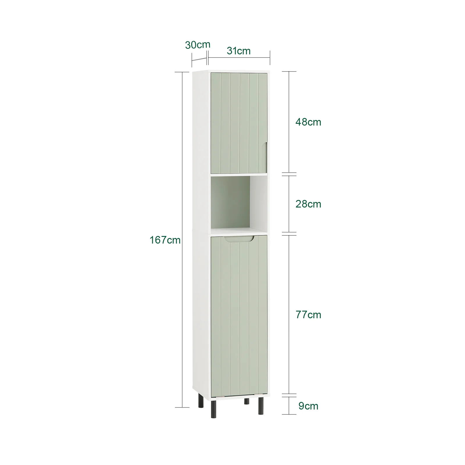 SoBuy BZR137-GR Mueble Columna de Baño con 1 Cesto para Ropa Sucia Verde - Image 3