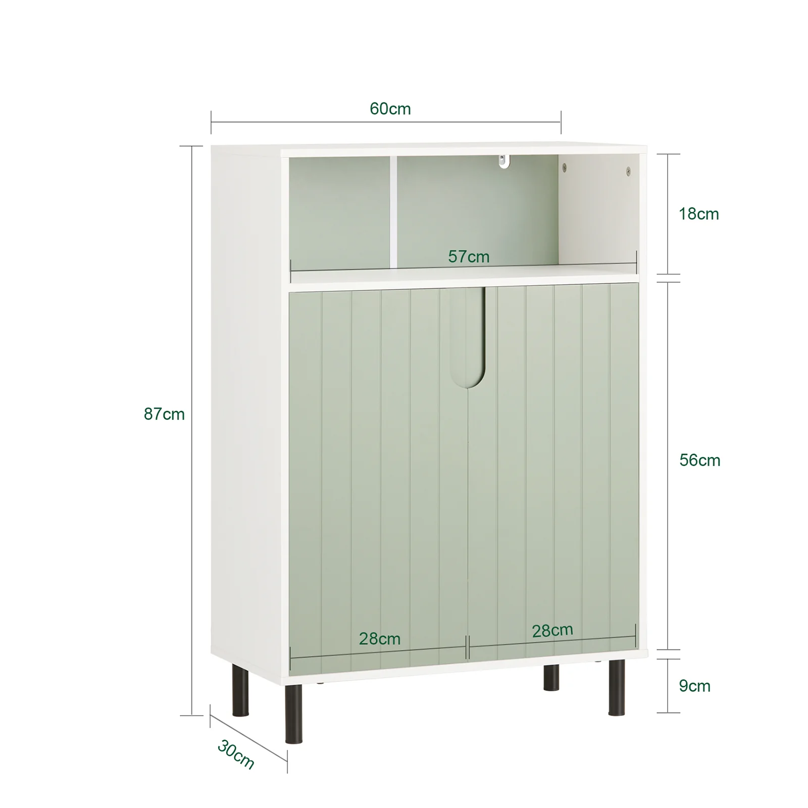 SoBuy BZR138-GR Armario de Suelo para baño con 2 Puertas y 1 Compartimentos Verde - Image 4