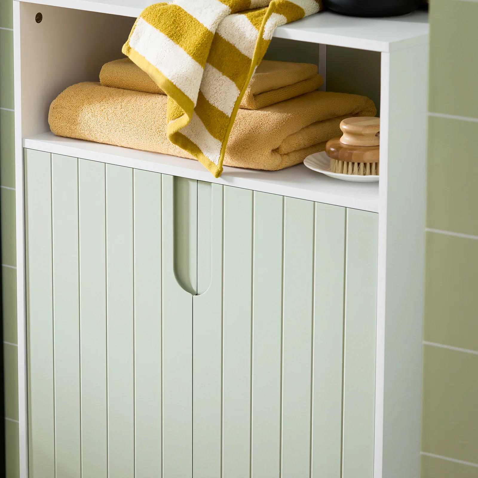 SoBuy BZR138-GR Armario de Suelo para baño con 2 Puertas y 1 Compartimentos Verde - Image 7