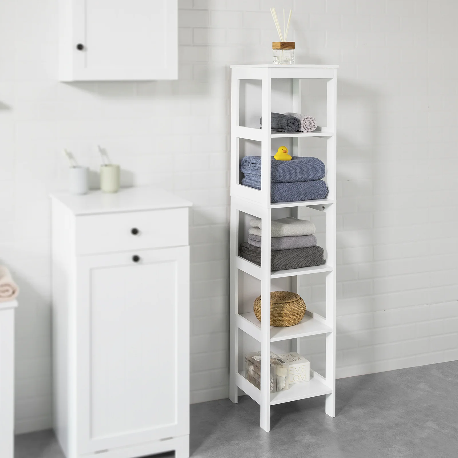 SoBuy BZR14-W  Estanterías de Baño con 5 Estantes Blanco - Image 4