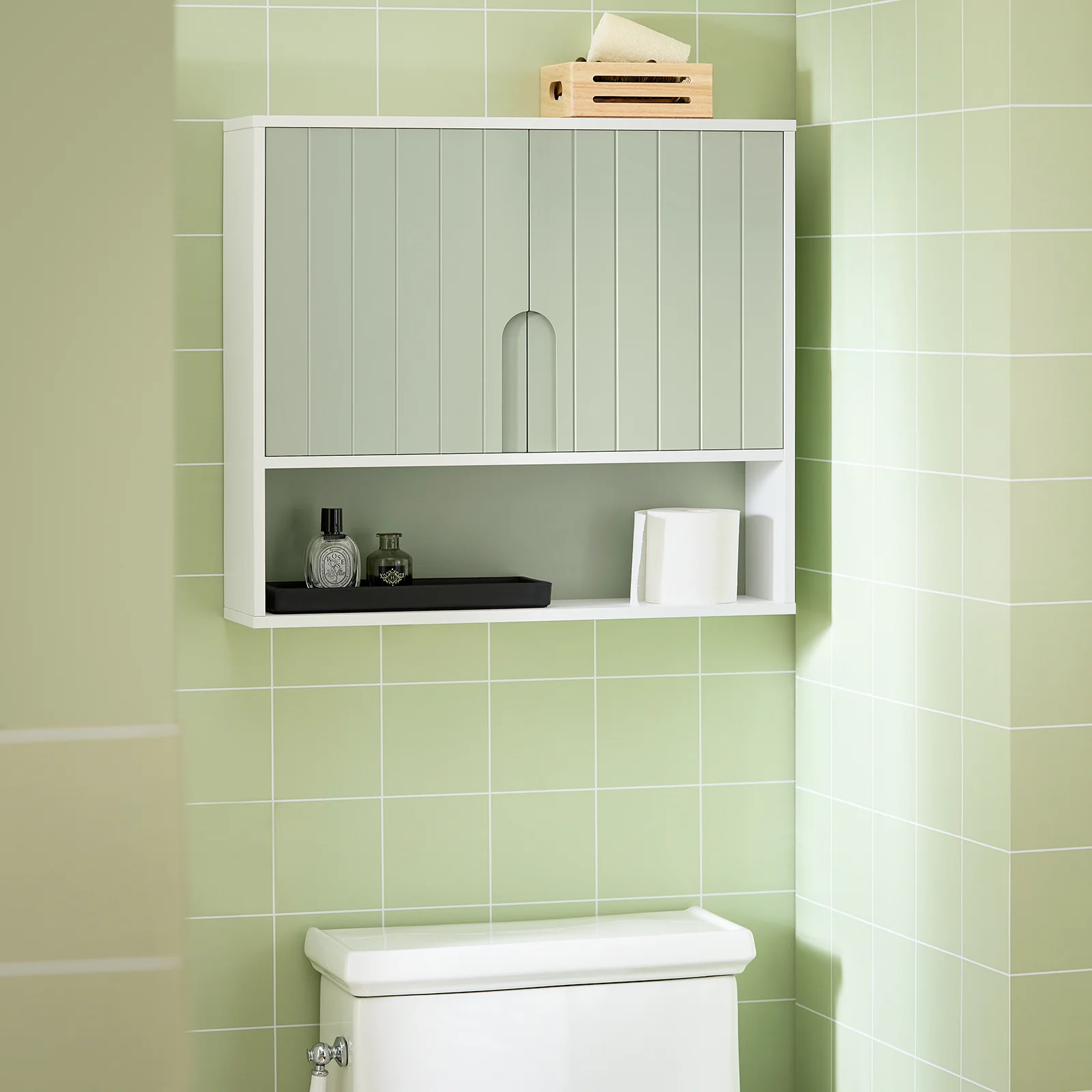 SoBuy BZR140-GR Armario de Pared para Baño Verde 60 x 15 x 54 cm - Image 4
