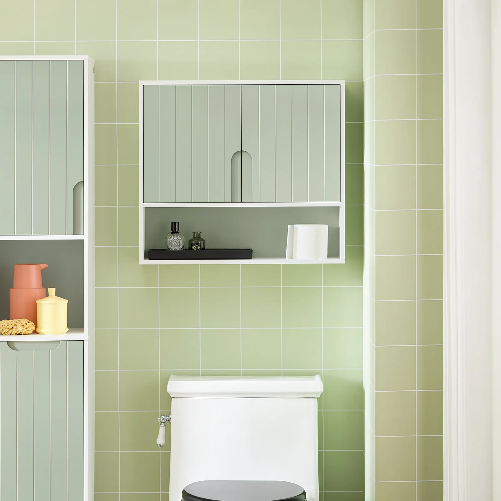 SoBuy BZR140-GR Armario de Pared para Baño Verde 60 x 15 x 54 cm - Image 5