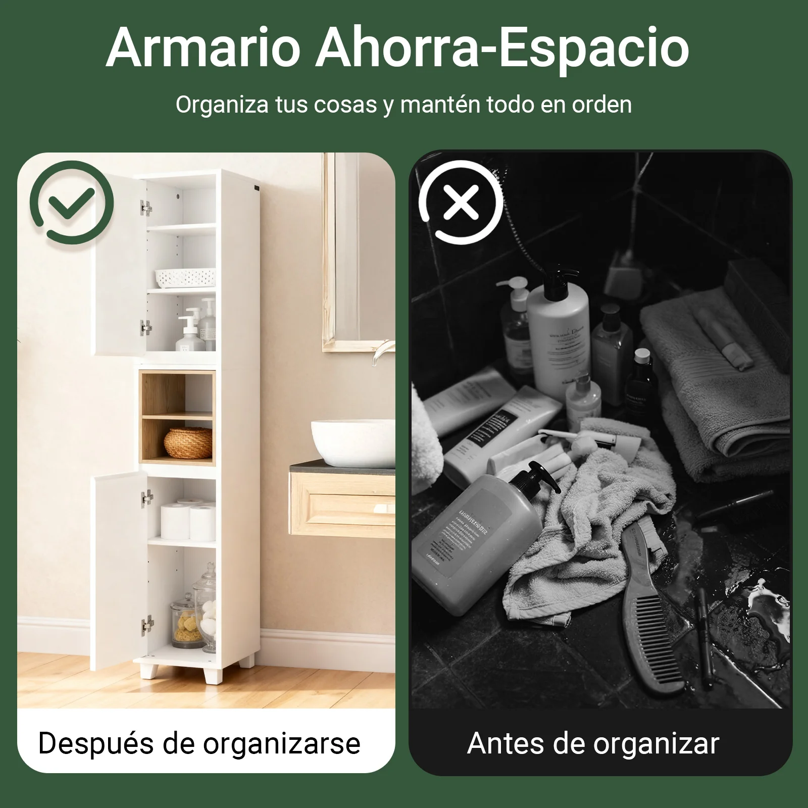 SoBuy BZR147-W Armario alto para Baño con 2 Compartimentos 2 puertas Blanco - Image 4