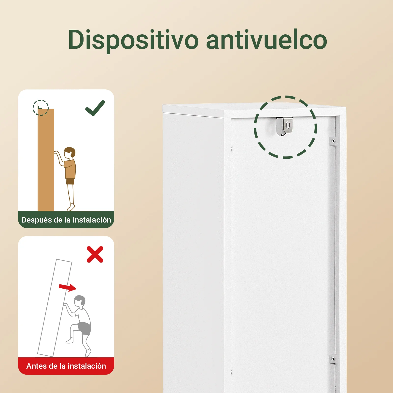 SoBuy BZR151-W Armario de Baño para Espacios Estrechos Blanco 20x96x20 cm - Image 4