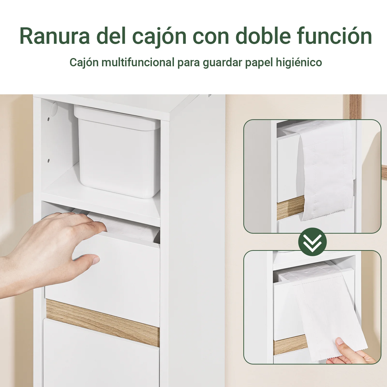 SoBuy BZR151-W Armario de Baño para Espacios Estrechos Blanco 20x96x20 cm - Image 5