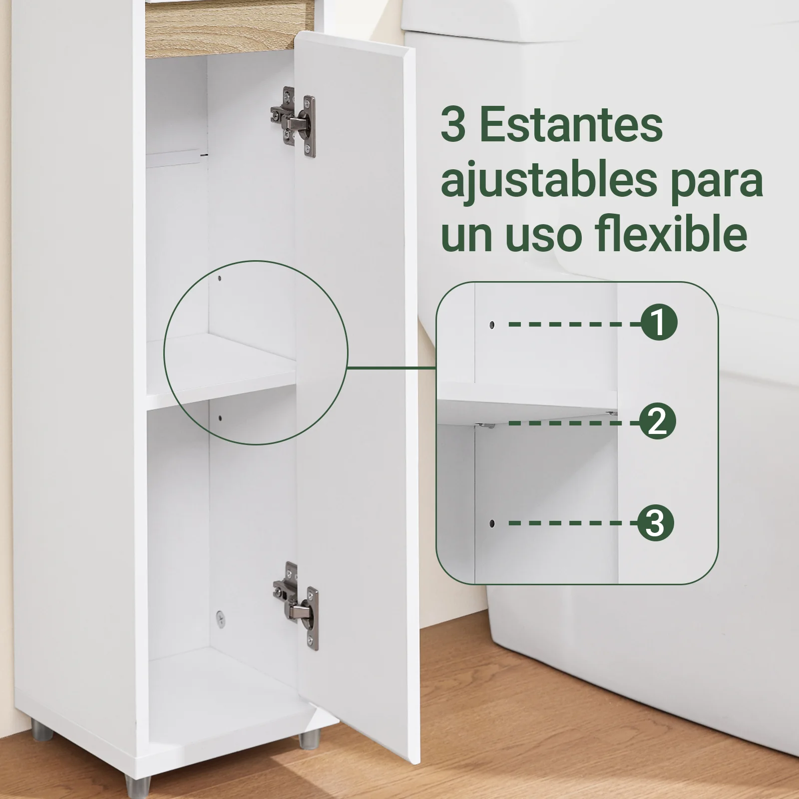 SoBuy BZR151-W Armario de Baño para Espacios Estrechos Blanco 20x96x20 cm - Image 8