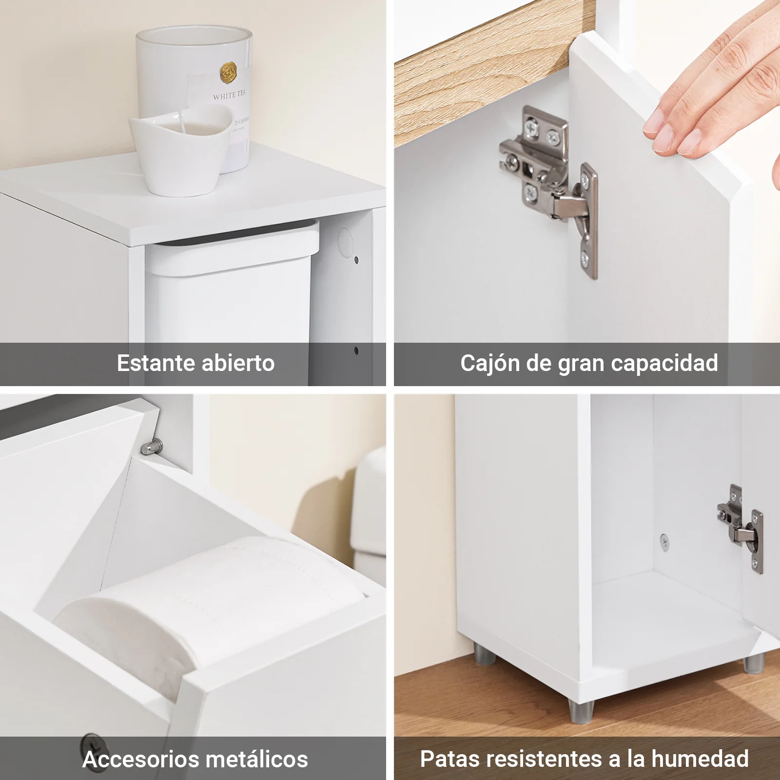 SoBuy BZR151-W Armario de Baño para Espacios Estrechos Blanco 20x96x20 cm - Image 9