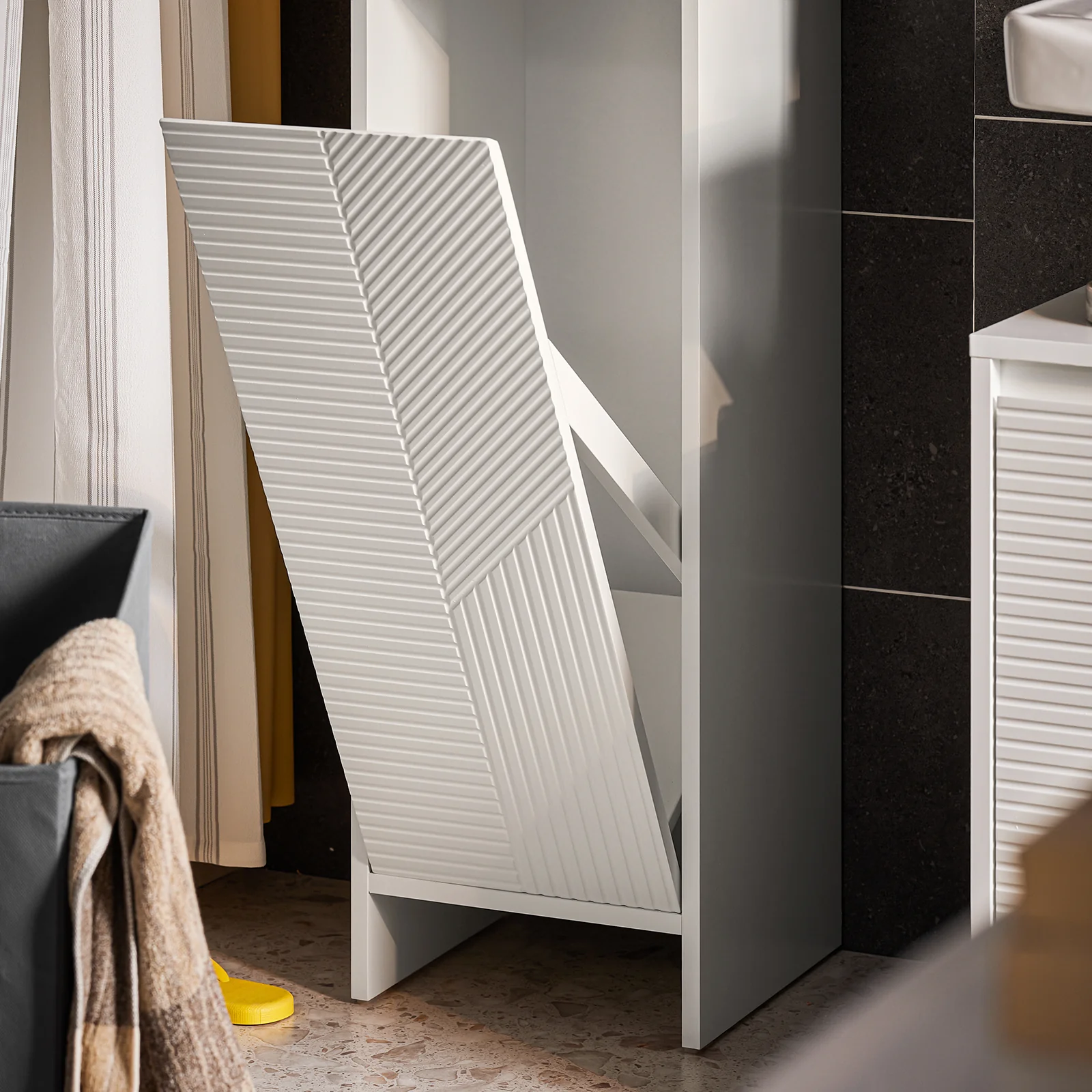 Preventa-SoBuy BZR154-W Mueble para Ropa Sucia Canasto para la Colada Blanco 30 x 30 x 87 cm - Image 8