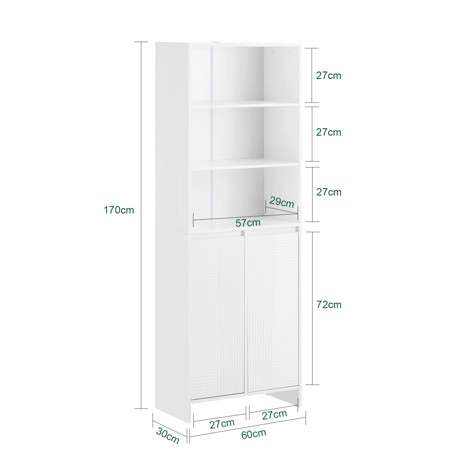 SoBuy BZR155-W Armario Alto de Baño con 2 Puertas 3 Estantes y 2 Cestos Blanco - Image 3