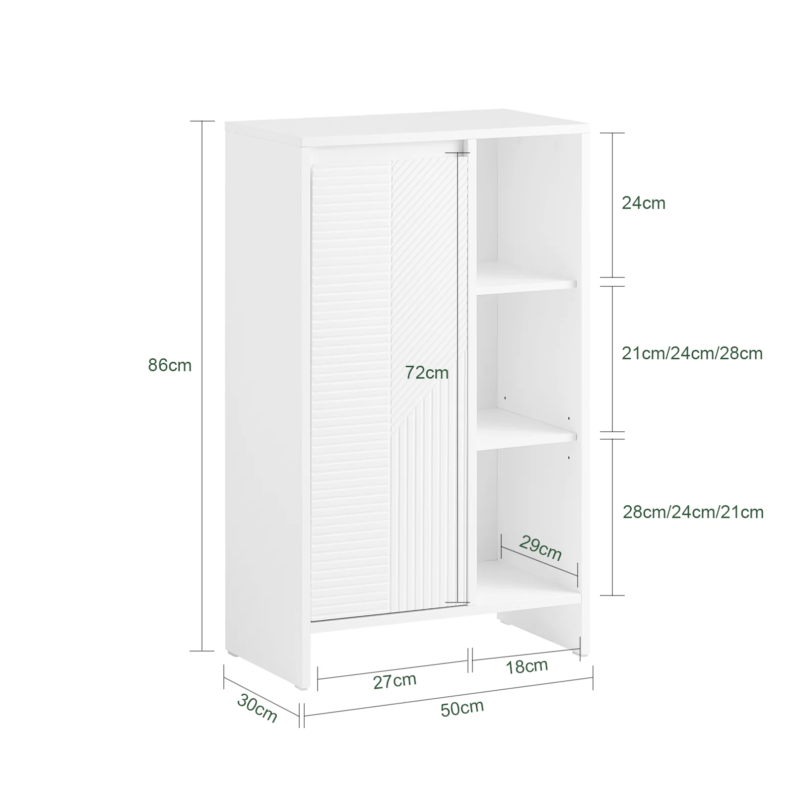 SoBuy BZR156-W Armario para Baño con 1 Cesto y 3 Compartimentos Abiertos 50 x 30 x 86 cm Blanco - Image 3