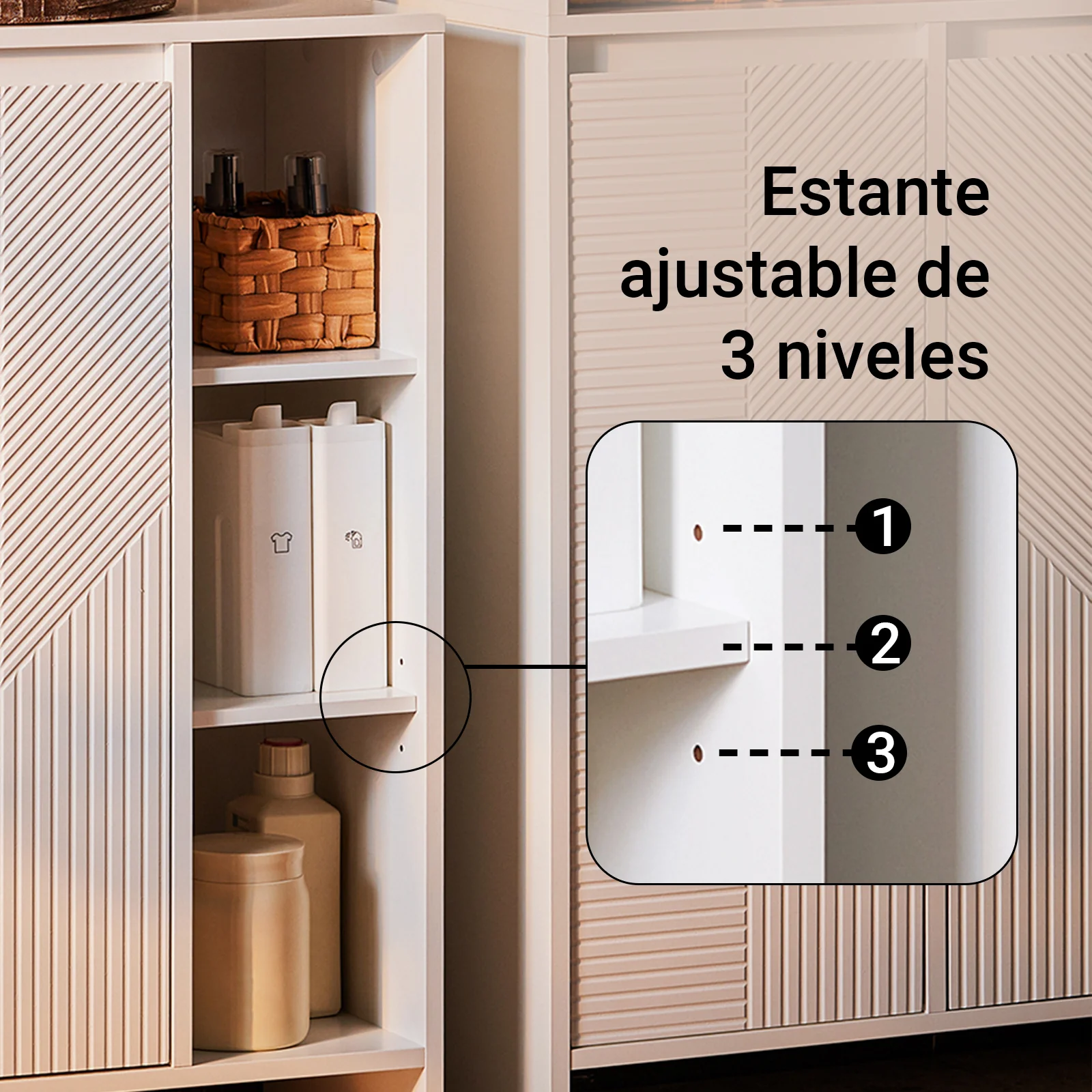SoBuy BZR156-W Armario para Baño con 1 Cesto y 3 Compartimentos Abiertos 50 x 30 x 86 cm Blanco - Image 6