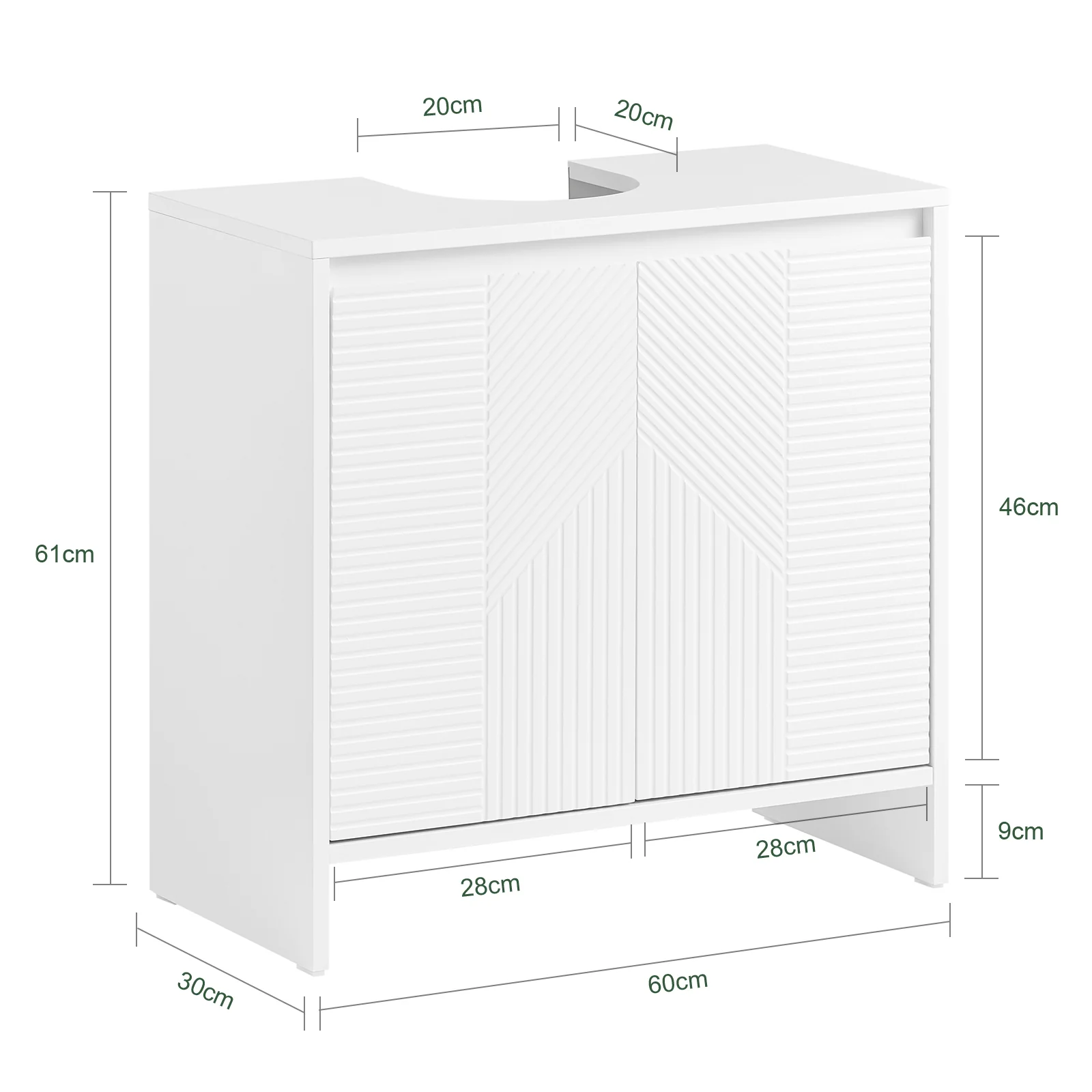 SoBuy BZR157-W Mueble de lavabo con puerta estampada Blanco - Image 3