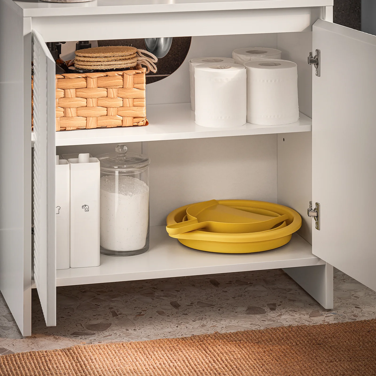 SoBuy BZR157-W Mueble de lavabo con puerta estampada Blanco - Image 7